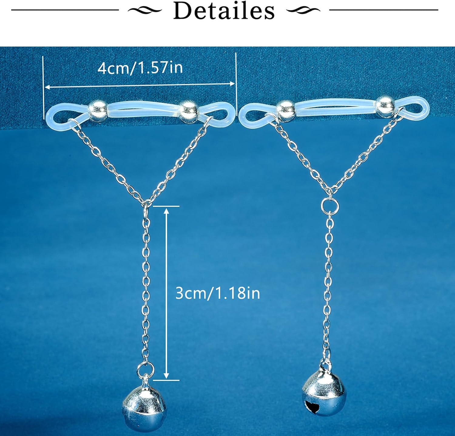 Longita Silver Gold Fake Nipple Rings Non Piercing Nipple Jewelry with Chain Adjustable Elastic Nooses Non Pierced Faux Body Jewelry for Women Men Comfortable Valentine's Day