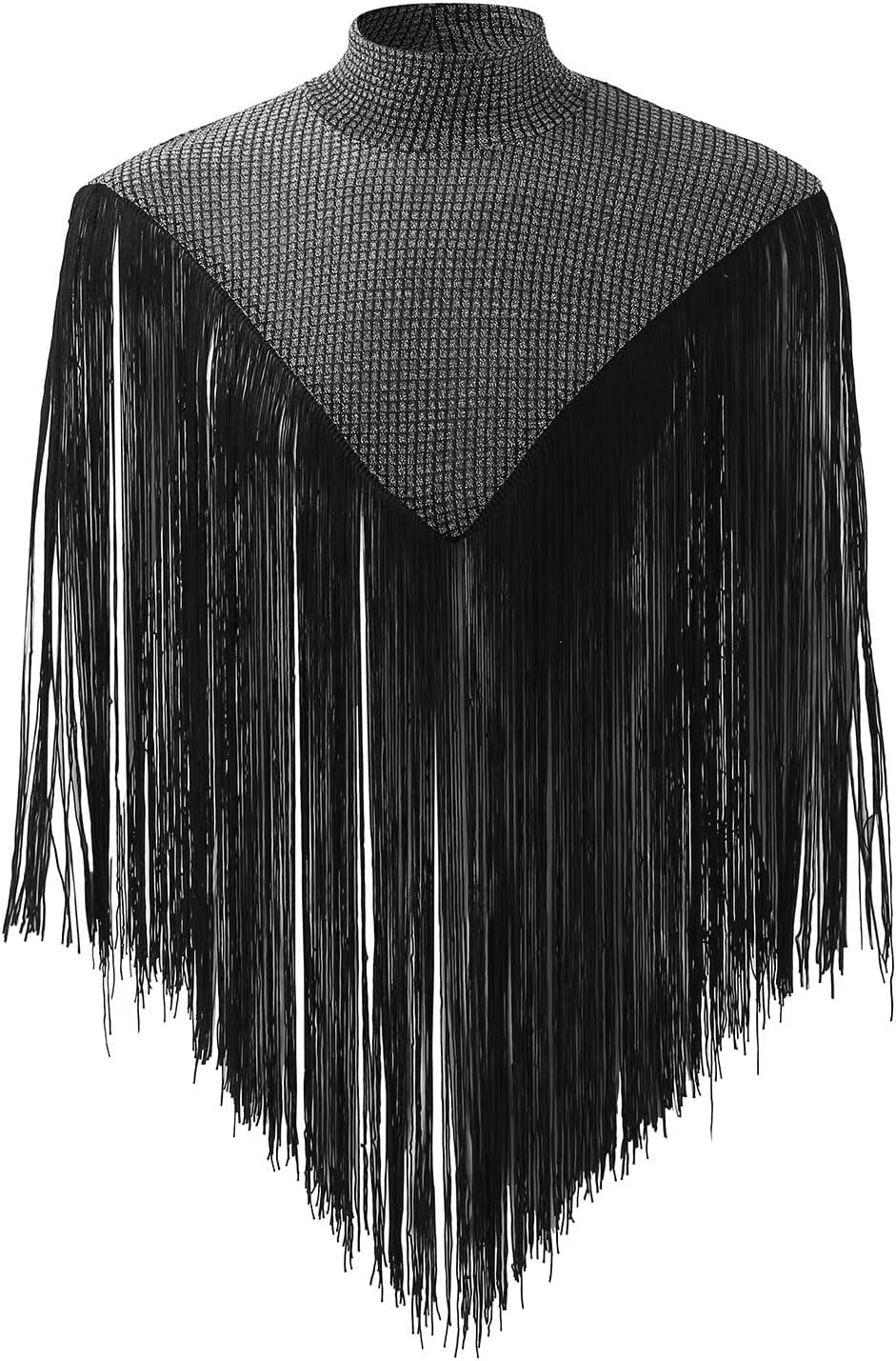 Men's Long Tassel Shrug Shoulder Pads Tank Top Clubwear Disco Rave Outfits Patchwork Sequins Fringe Outwears - Image 6