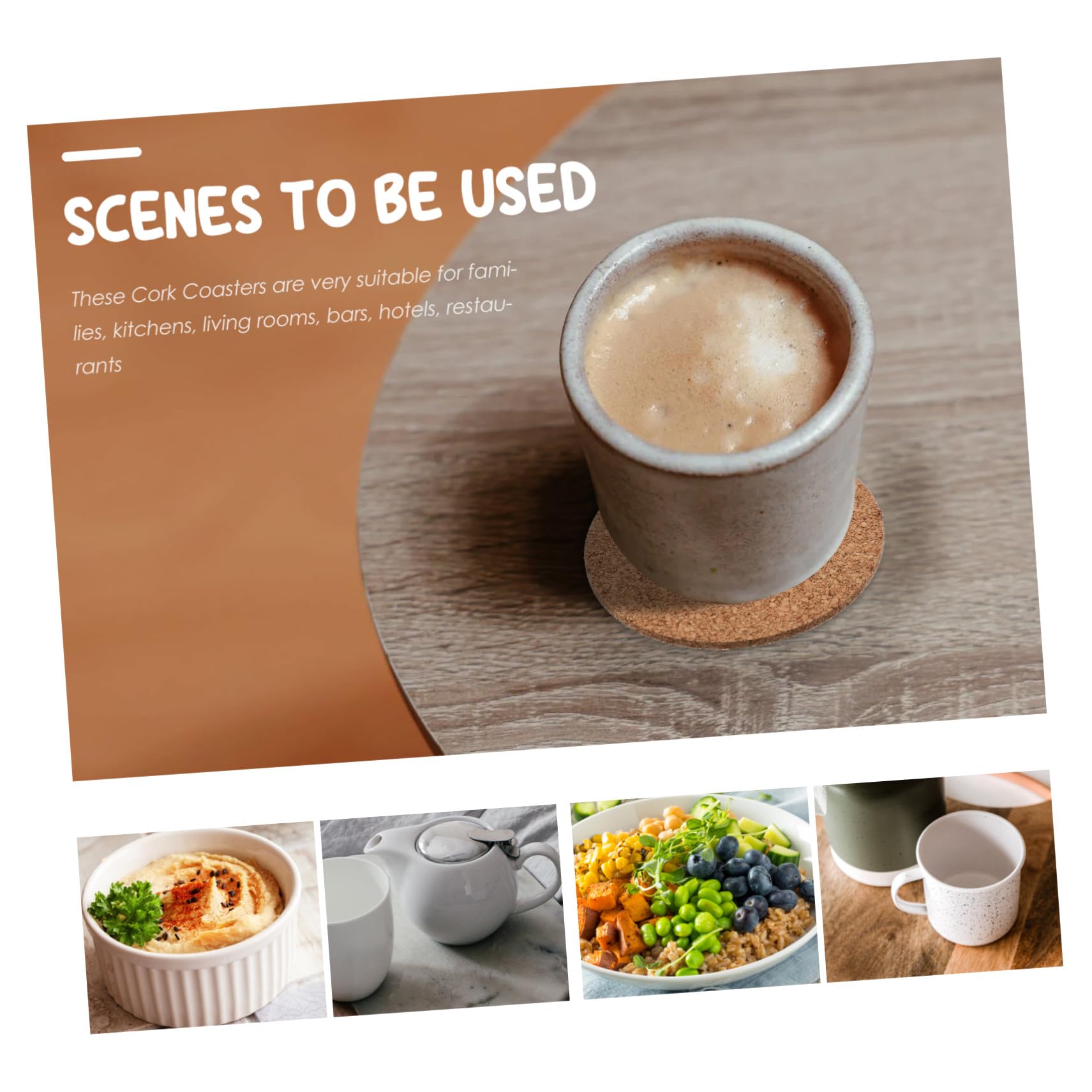 Mikikit 100pièces Dessous de Liege sous-Verres Decoratifs pour Boissons Resistant Chaleur Convient Tasses Cafe et Verres