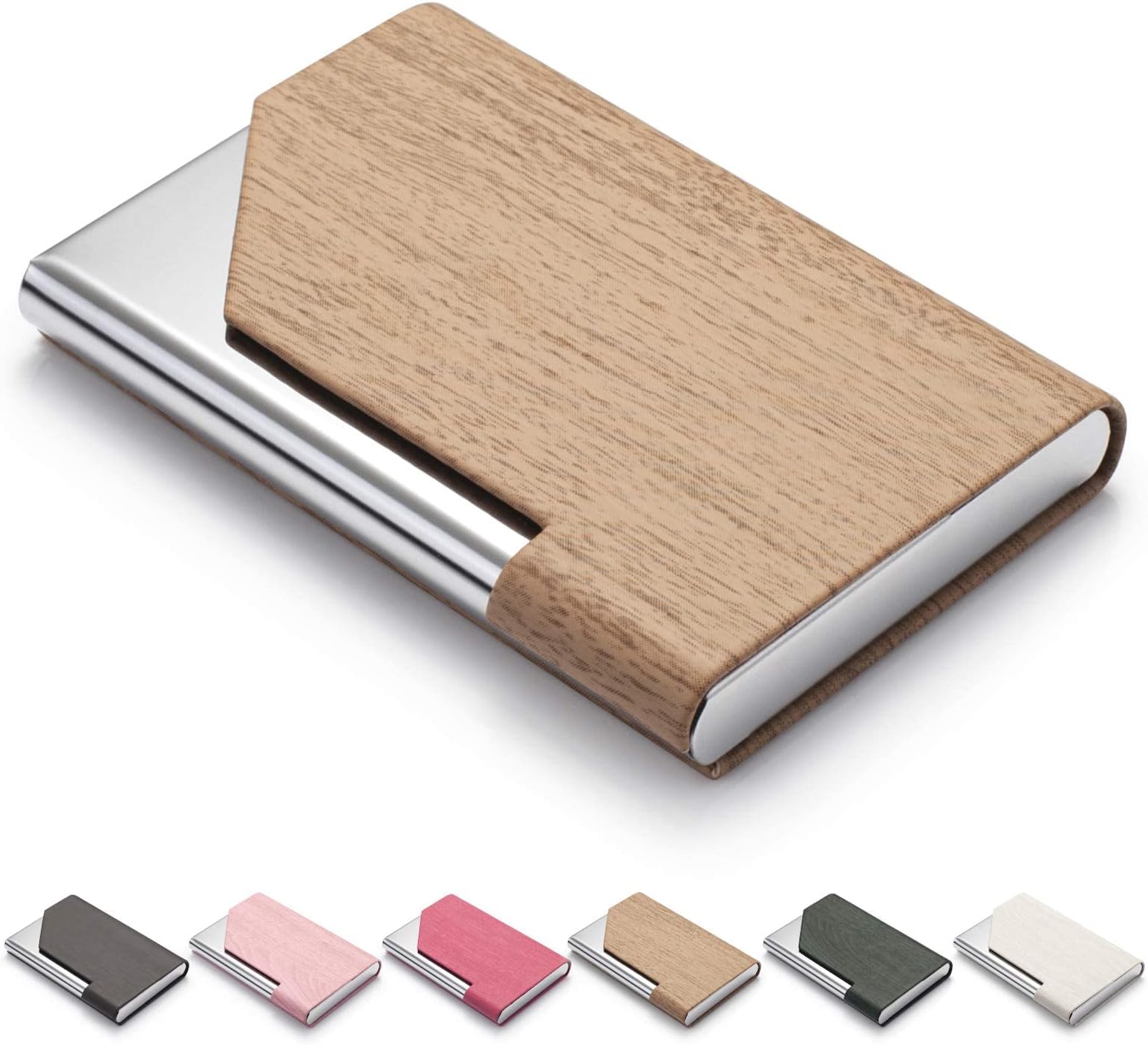 Business Card Holder for Women and Men, Business Card Case - PU Leather Business Card Case Credit Card ID Case/Wallet Pocket Business Name Card Holder with Magnetic Shut - Keep Cards Secure