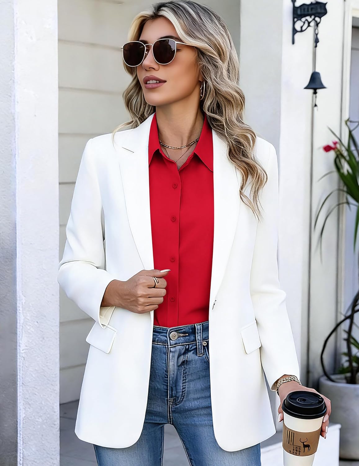 HOTOUCH Button Down Shirts for Women Short Sleeve Dress Shirts Fitted Business Casual Blouse Office Work Tops - Image 5