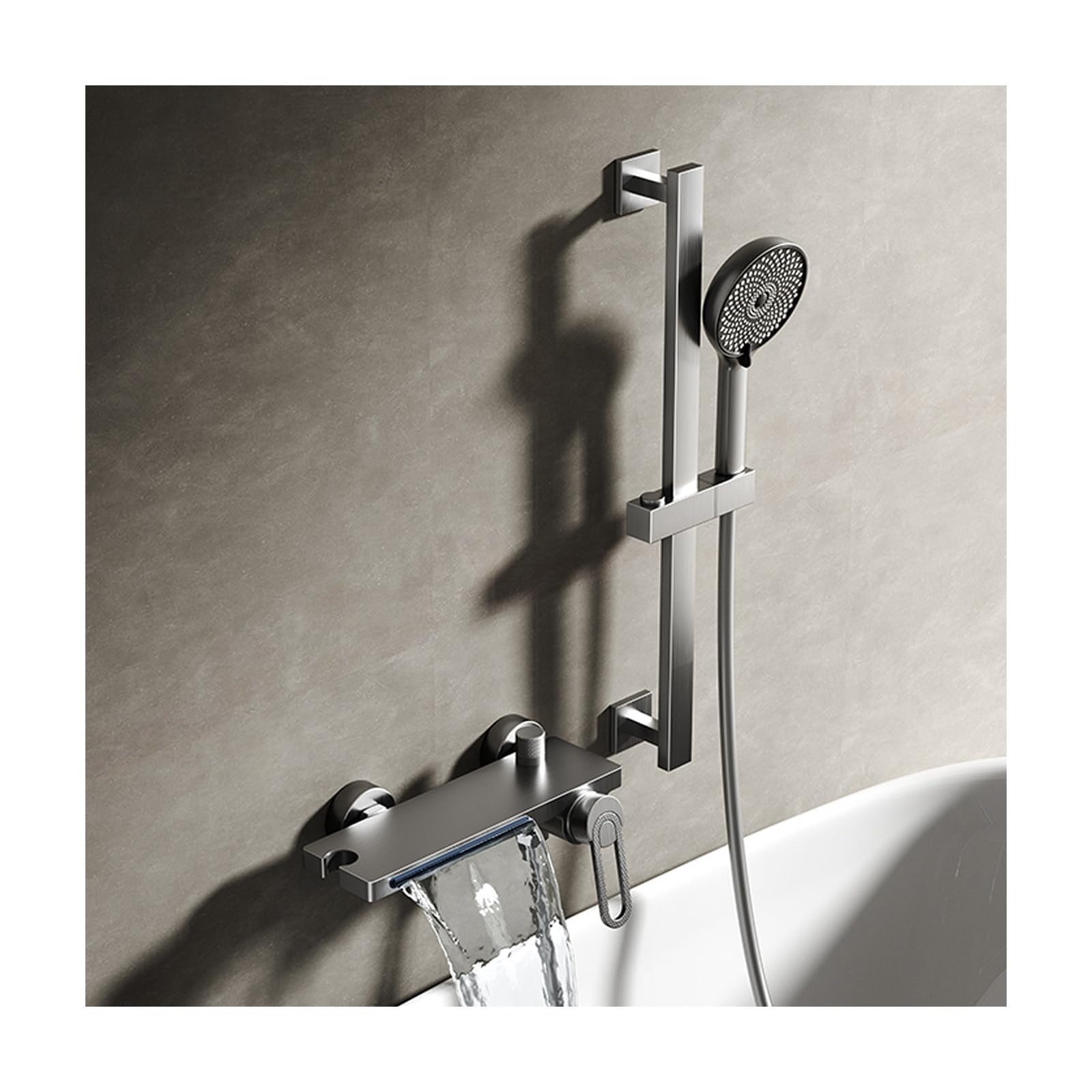 Robinet de baignoire cascade mural mitigeur complet avec inverseur et douchette