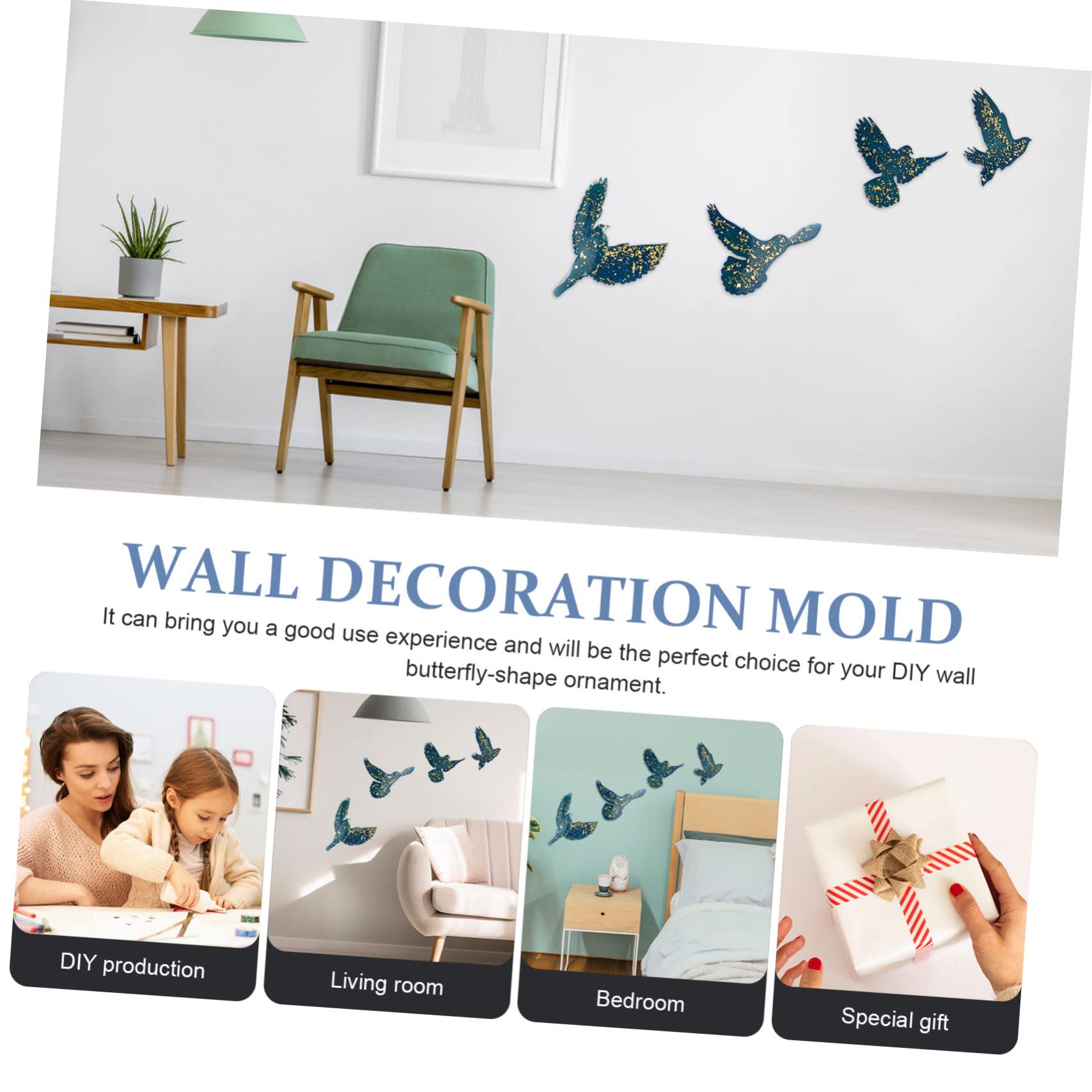 LALAFINA 2 Ensembles Moule en Forme De D'Oiseau De Mer Ornement Mural Bricolage Moules pour Oiseaux Volants Petit Oiseau Bricolage Moule À Fondant pour 4 pièces * 2