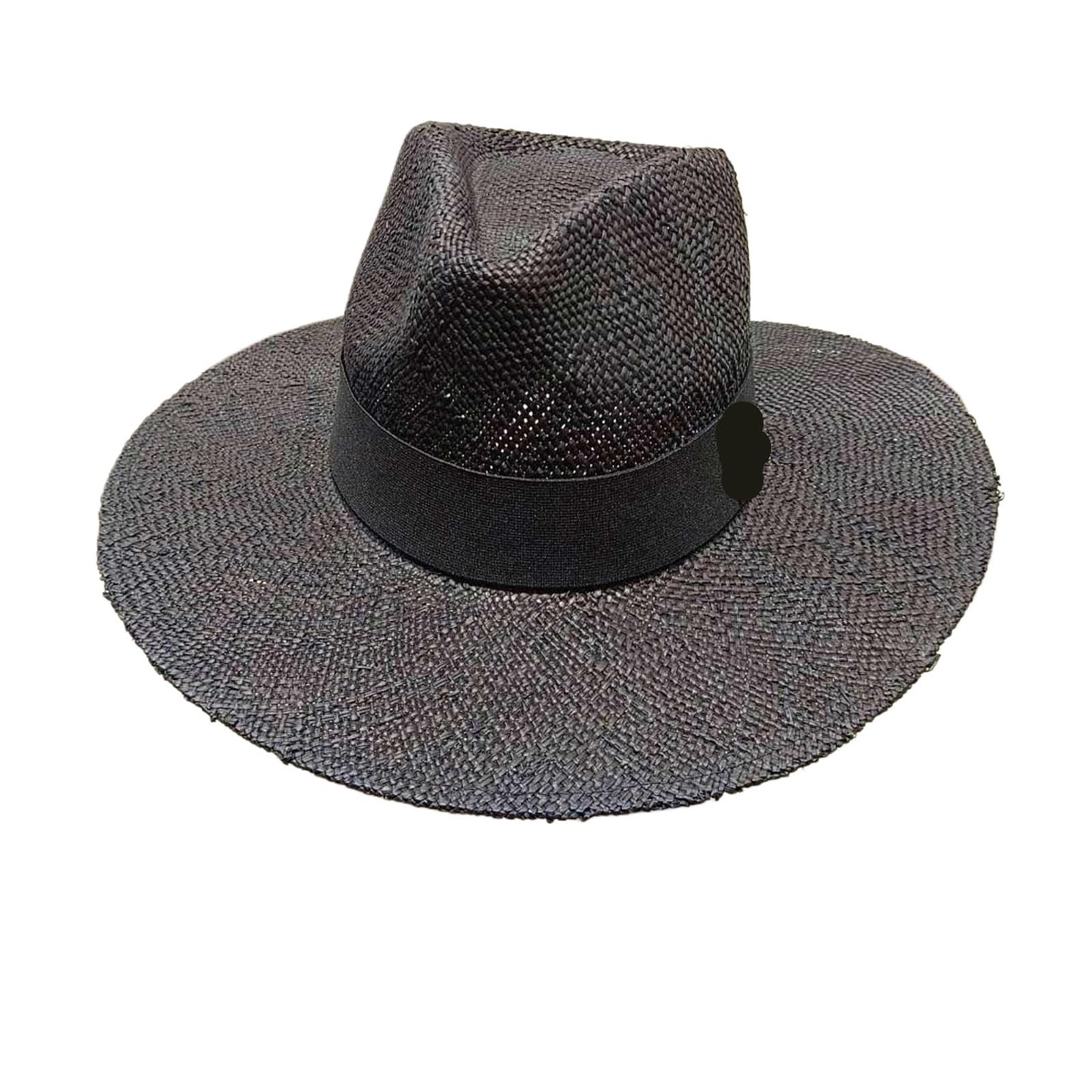 Metalowy kapelusz słomkowy, unisex letni kapelusz panama, kapelusz przeciwsłoneczny na plażę na zewnątrz z metalowym akcentem, 55-58 cm