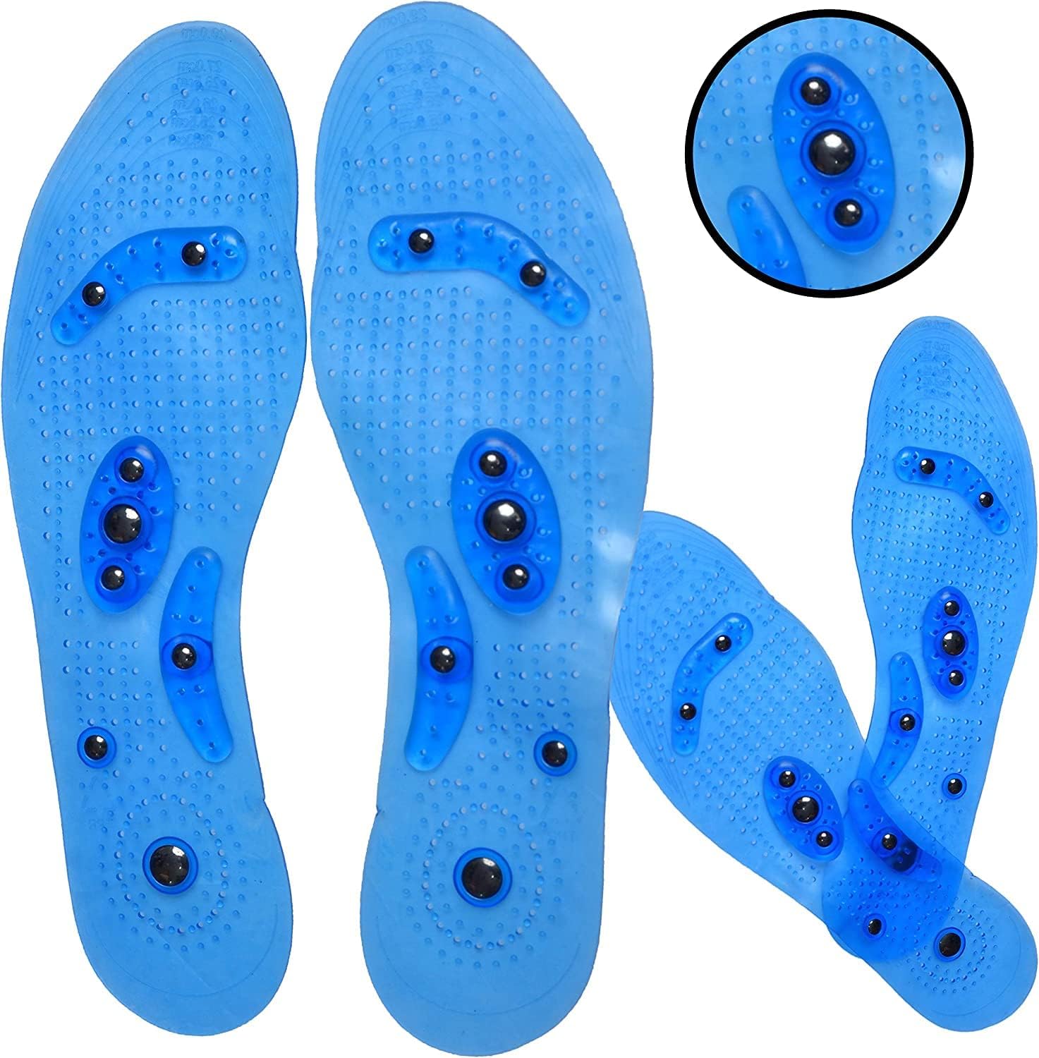 TREZOPTrezop Acupuncture point soles slimming health insoles magnetic therapy massage insole (Female(Free Size), Blue (Pack of 1))