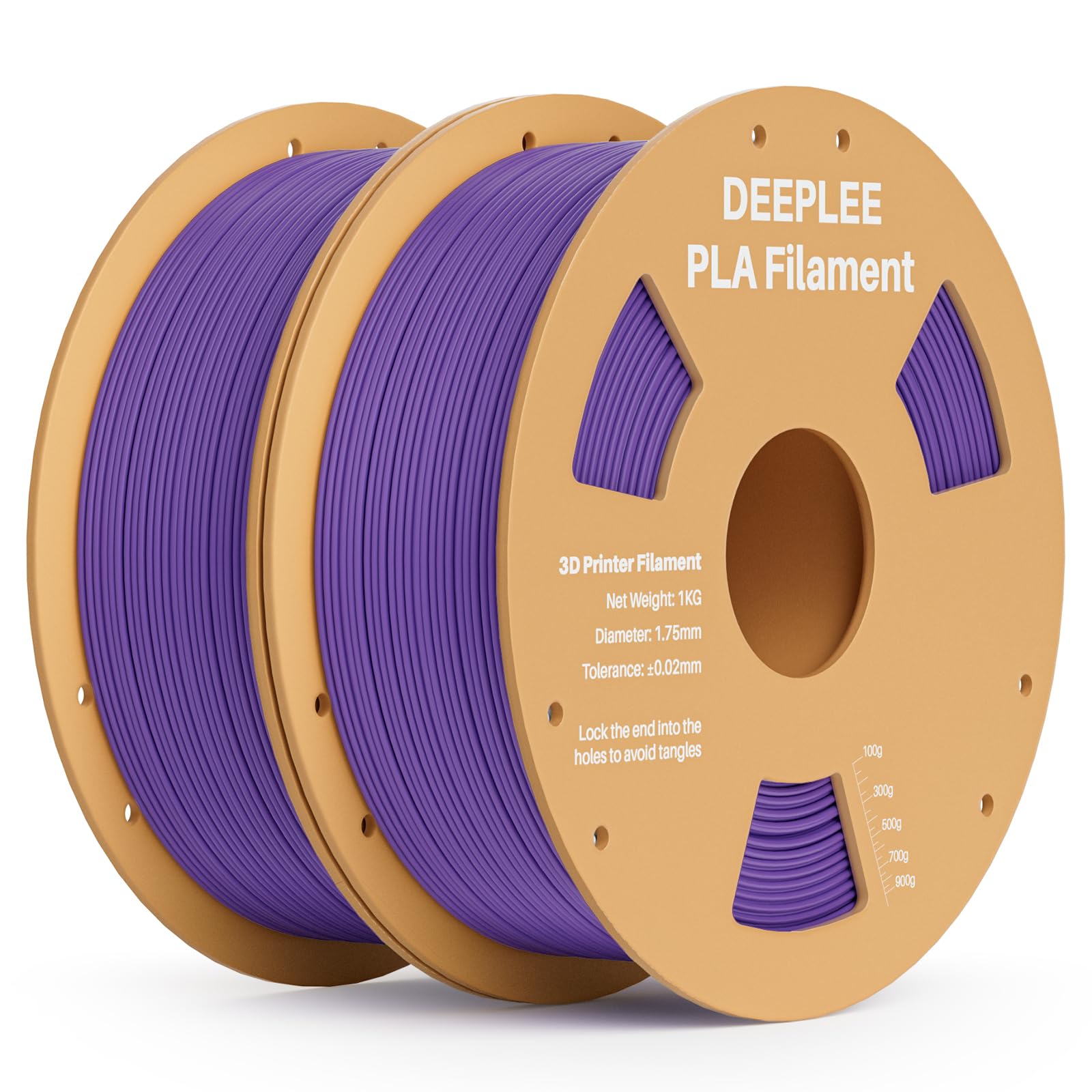 PLA 1.75mm 3D Printer Filament, 2 Pack 1kg Purple | Dimensional Accuracy +/- 0.02mm, Neatly Wound, No Clogging, Vacuum Package, Fits for Most FDM 3D Printers, Cardboard Spool