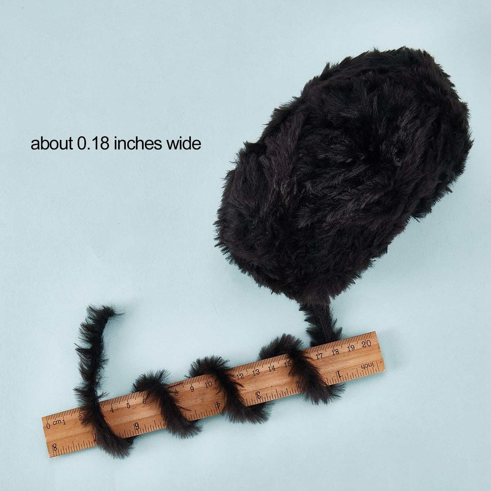 BEEFLYING 2 Roll Super Soft Fur Chunky Fluffy Faux Fur Yarn for Crochet Knit Blanket Rug Clothes - 2×30m(2×32.8yds,51g×2)-Black - Image 2