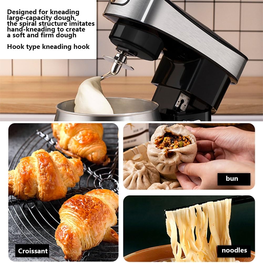 Robot De Cocina Ajuste De Pulso De 6 Velocidades Con Batidora Amasadora Recipiente Para Mezclar De 6,5 L Con Gancho Para Masa, Batidor Accesorios Opcionales Molinillo De Carne, Extractor De Jugo 1500W