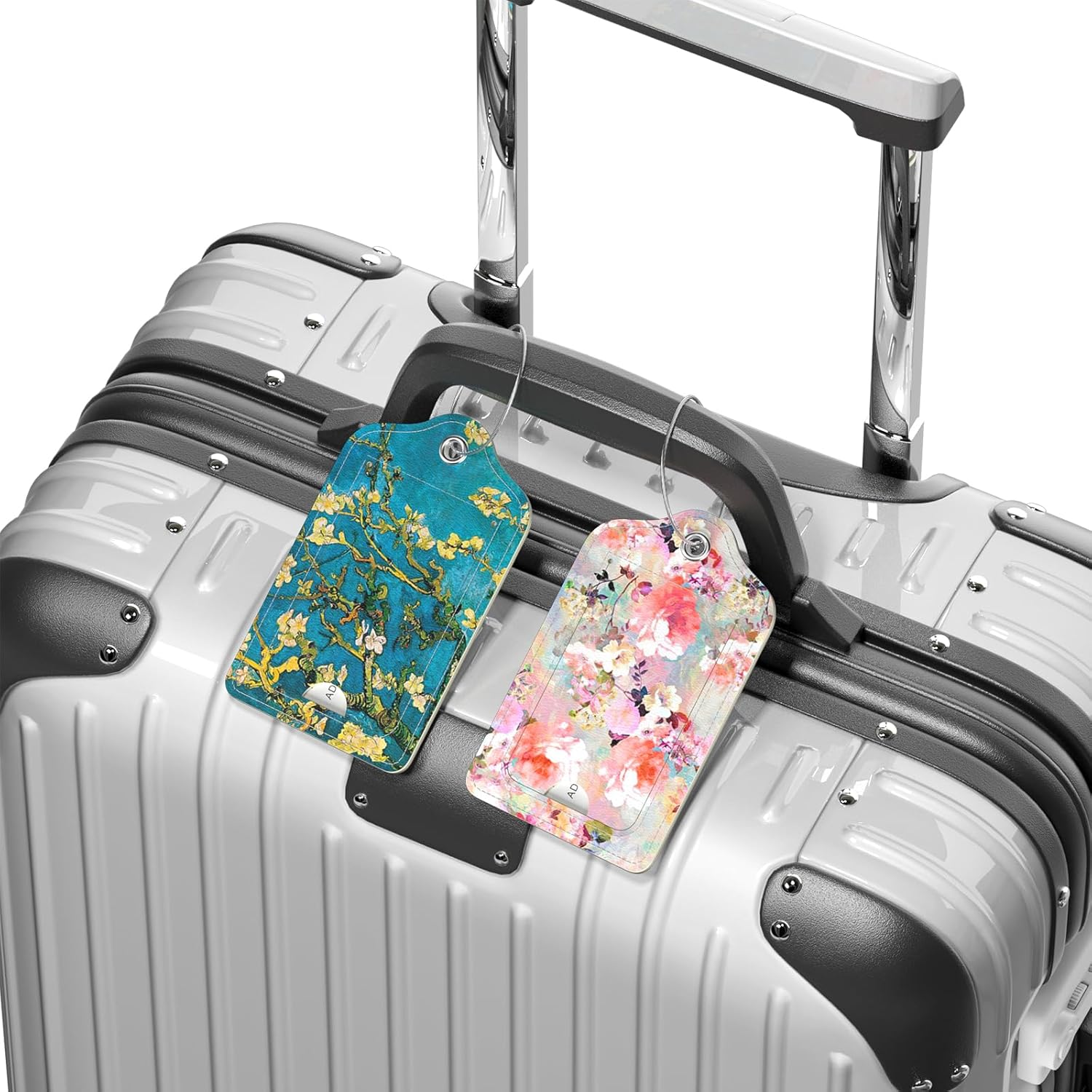 4 Pack PU Leather Luggage Tags for Suitcase, Travel Cruise Luggage Tag with Privacy Flap, Name ID Label and Metal Loop for Women Men Baggage Handbag School Bag Backpack, Pink Marble - Image 6