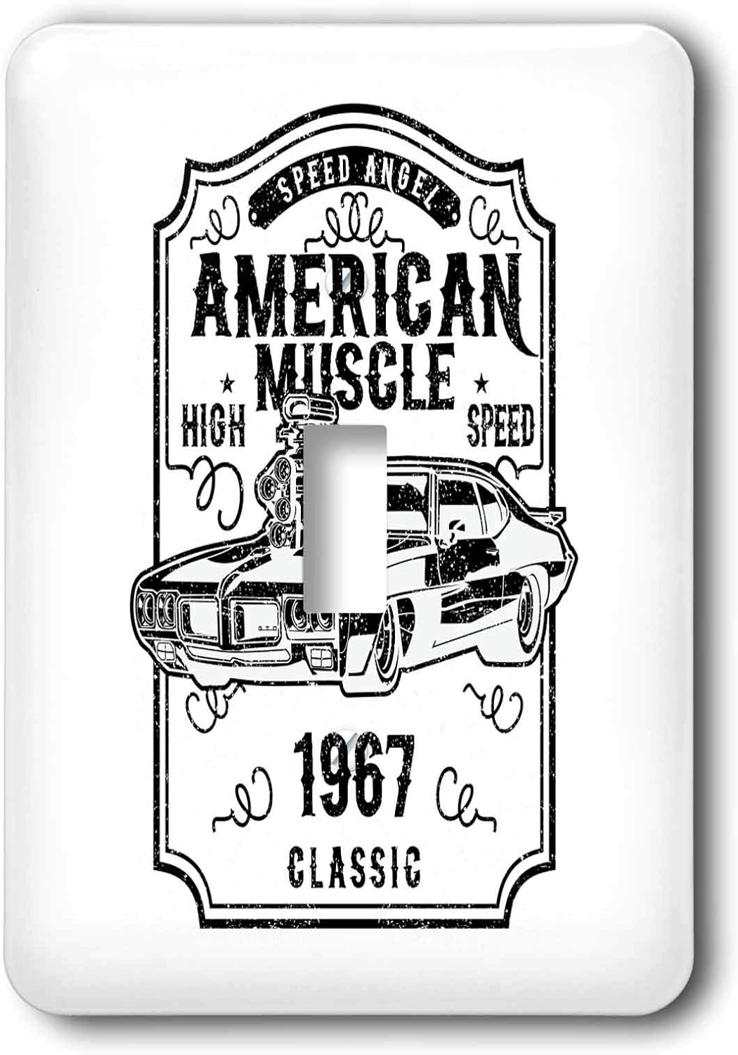 3dRose Image of a vintage hot rod car. American muscle. High speed. On white single toggle switch