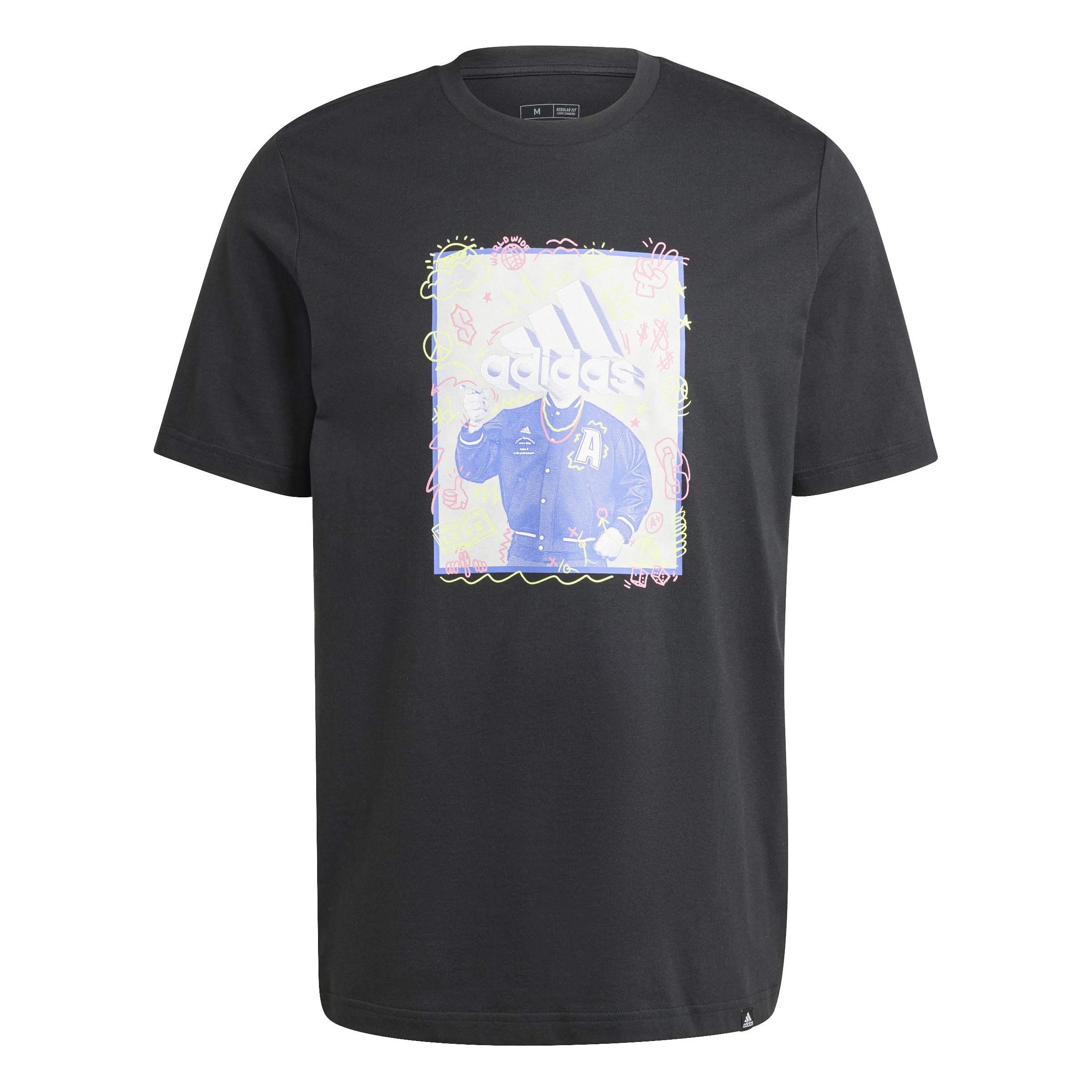 adidas Men's Doodle Graphic Tee, Black, XL