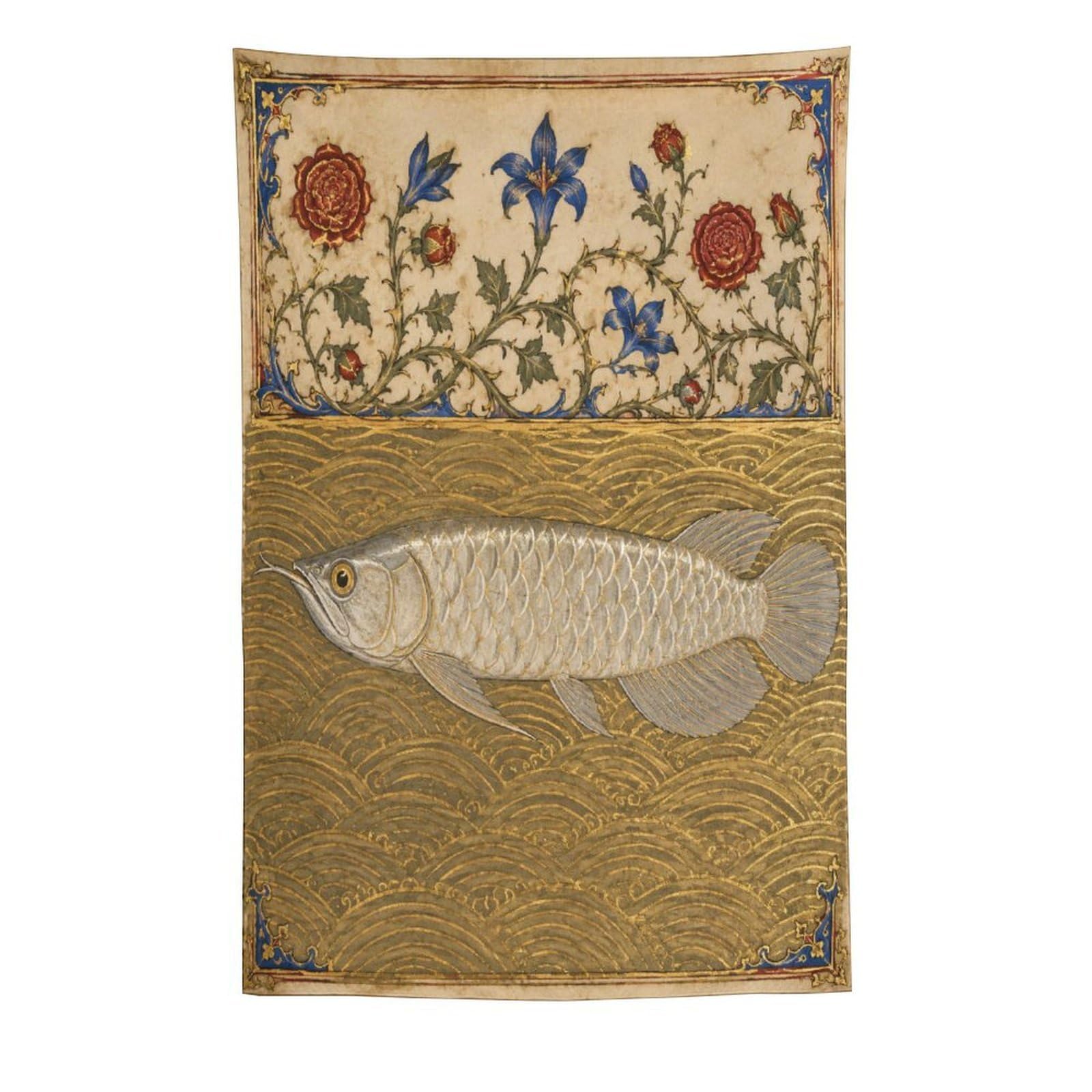 W7C8U2X3 Silver Arowana Wall Tapestry, Realistic Illustration, Sofa Area