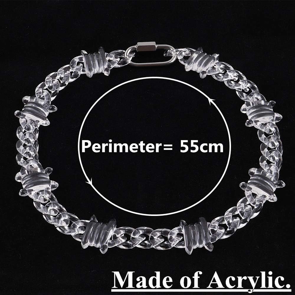 Rock Punk Transparent Acrylic Spike Chain Necklace For Men Women New Clear Chain Lock Pendants Necklaces 2021 Jewelry (Metal Color: Light Yellow Gold Color) - Image 3