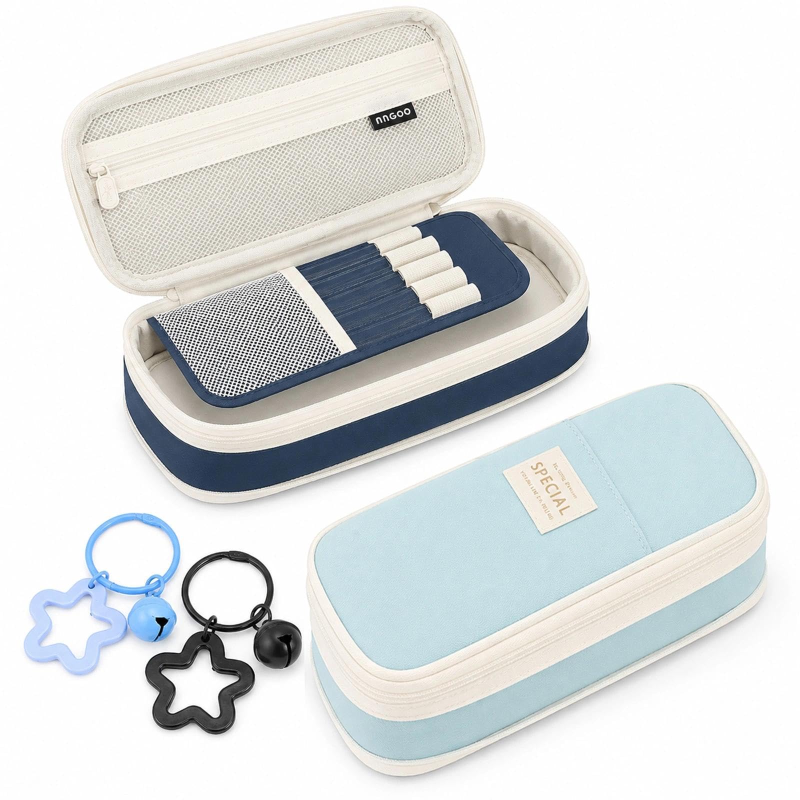 2 Pack Pencil Case with Compartments, Large Cute Pencil Case and Pen Pouch