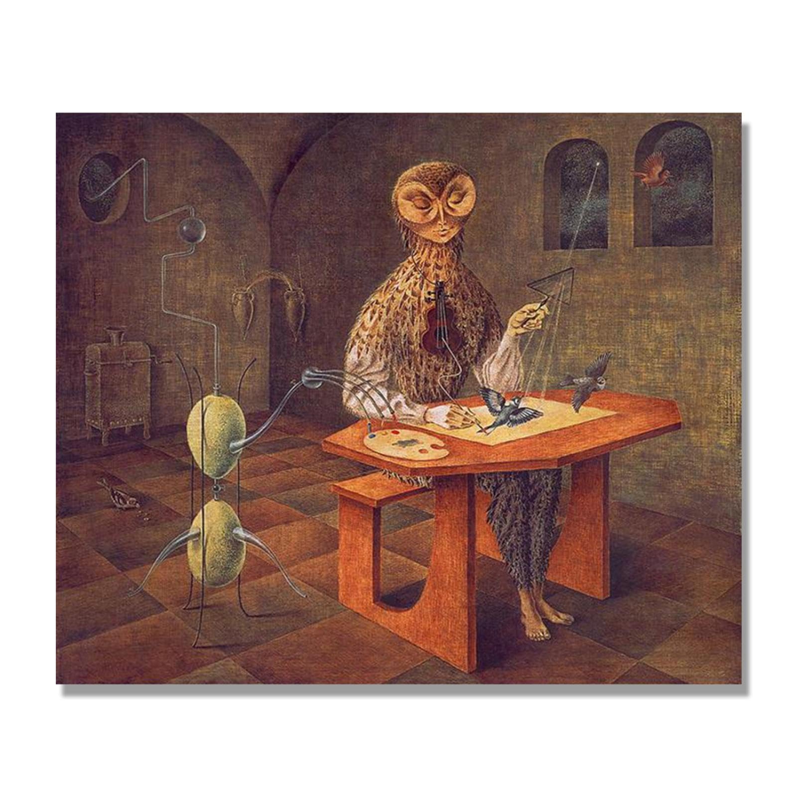 NHLDZYH Famous Paintings Wall Art - (Creation of the Birds) by Remedios Varo - Canvas Print Poster - Abstract Art Picture for Living Room Bedroom Home Decor 80x96cm-31.4x37.8in Only Canvas