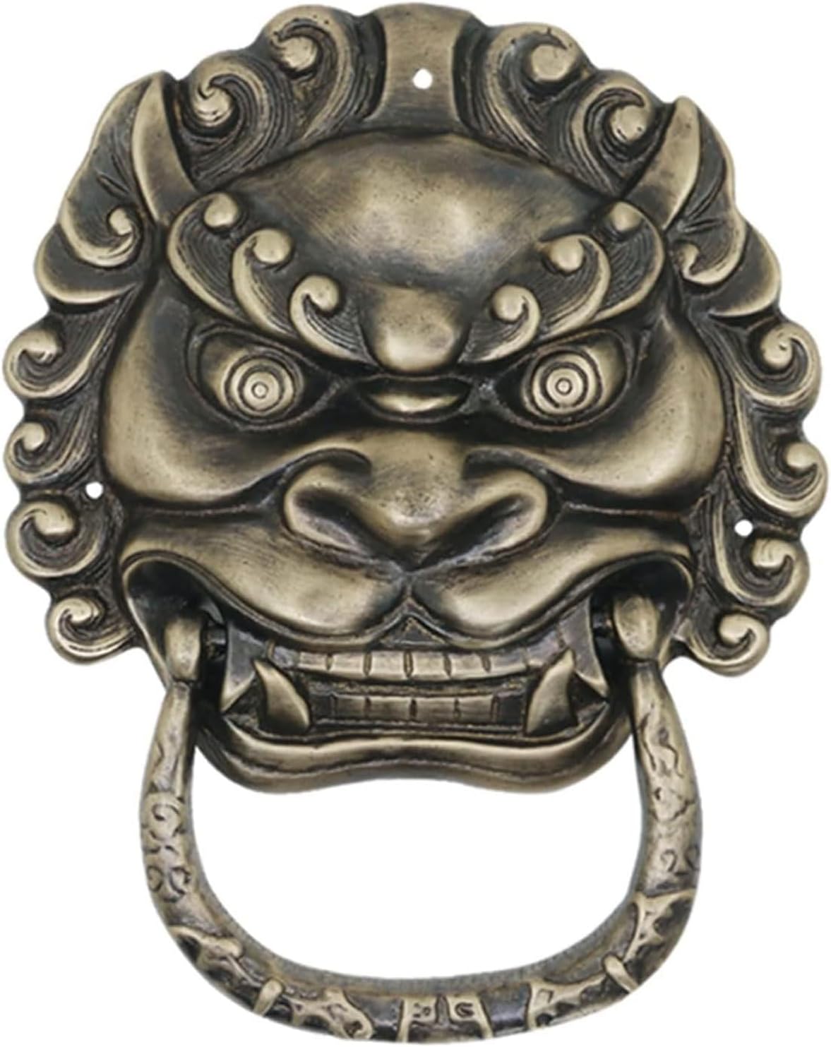 Brass Door Knockers Chinese Style Vintage Lion Head Design Knocker Brass Door Lock Closet Door Handle for Garage Bedroom Door Decor