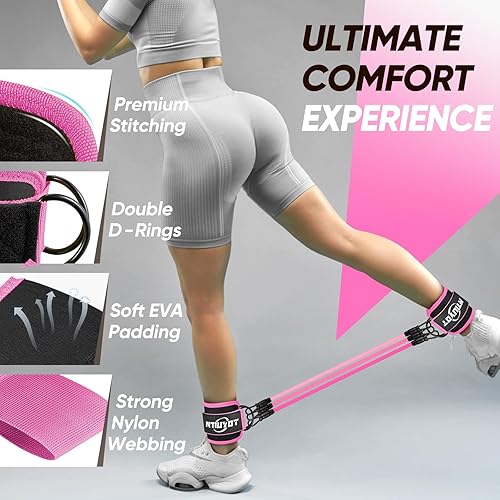 Miniatura 6 de Ankle Resistance Bands with Cuffs, Workout Sets for Women, Resistance Bands for Working Out, Exercise Band for Leg Booty, Home Gym Workout