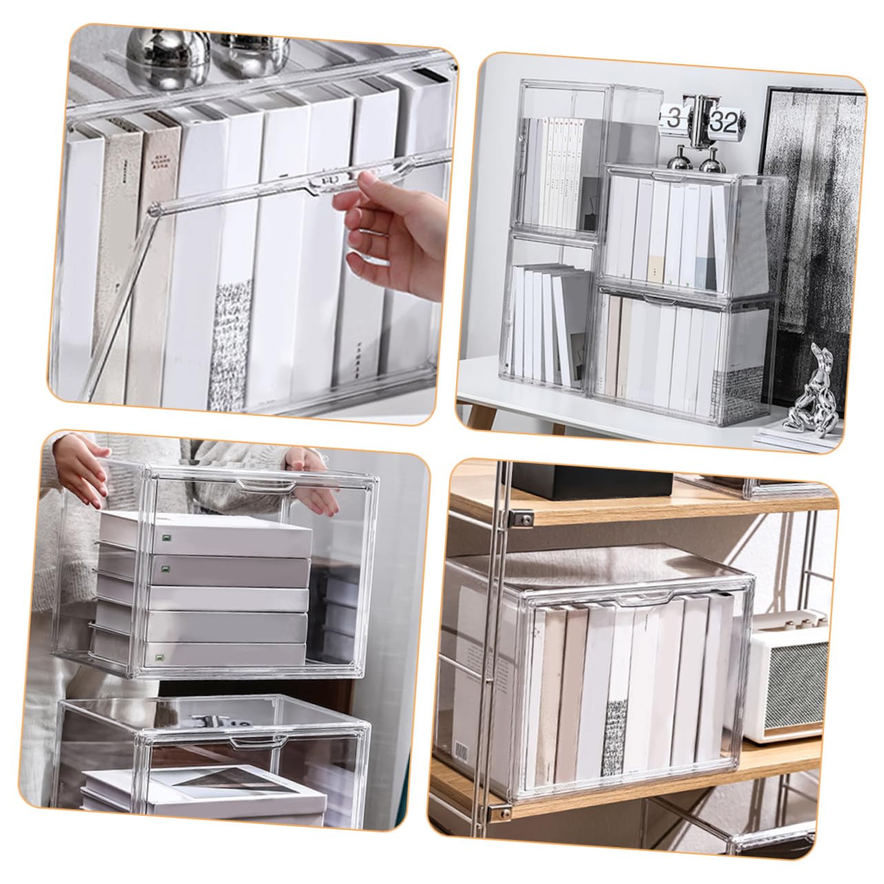 VALICLUD Transparente Extra Große Buchaufbewahrungsbox Staubdicht Praktischer Organizer Für Schulbücher Und Dokumente Stapelbar Für Klassenzimmer Und Zuhause