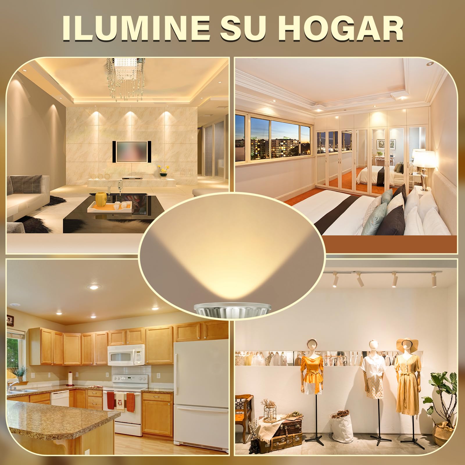 Pack De 2 Bombillas Halógenas GU10 42W | Luz Cálida 2800K, Regulable | Ángulo Haz 30° | Para Focos Empotrados Y Rieles De Luz