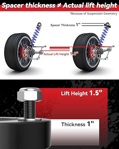 Miniatura 4 de Kit de nivelación de elevación delantera de 1.5" para F150 2004-2024, Expedition 2003-2018, Mark LT 2005-2008, Kit de espaciadores de amortiguador