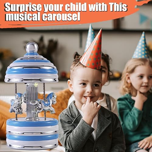 Miniatura 4 de Caja de música de carrusel envuelta para regalo, carrusel musical de cerámica con luces que cambian de color, cajas de música para niñas, niños,