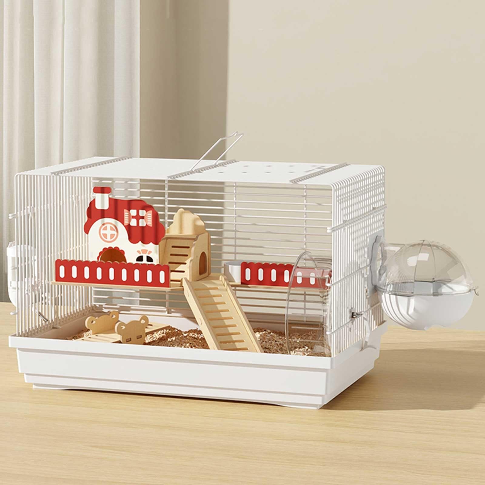 Gabbie e Habitat per Criceti, Cage Hamster con Accessori per Criceti tra Cui Ciotola per Cibo, Bottiglia d'Acqua, Recinto per Ricci, Gabbia per Piccoli Animali(White)