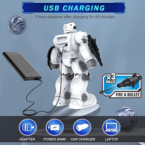 Miniatura 6 de VAV Juguetes para niños de 6 a 10 años, robot recargable de control remoto, robot RC programable inteligente con detección de gestos de 2.4 GHz,