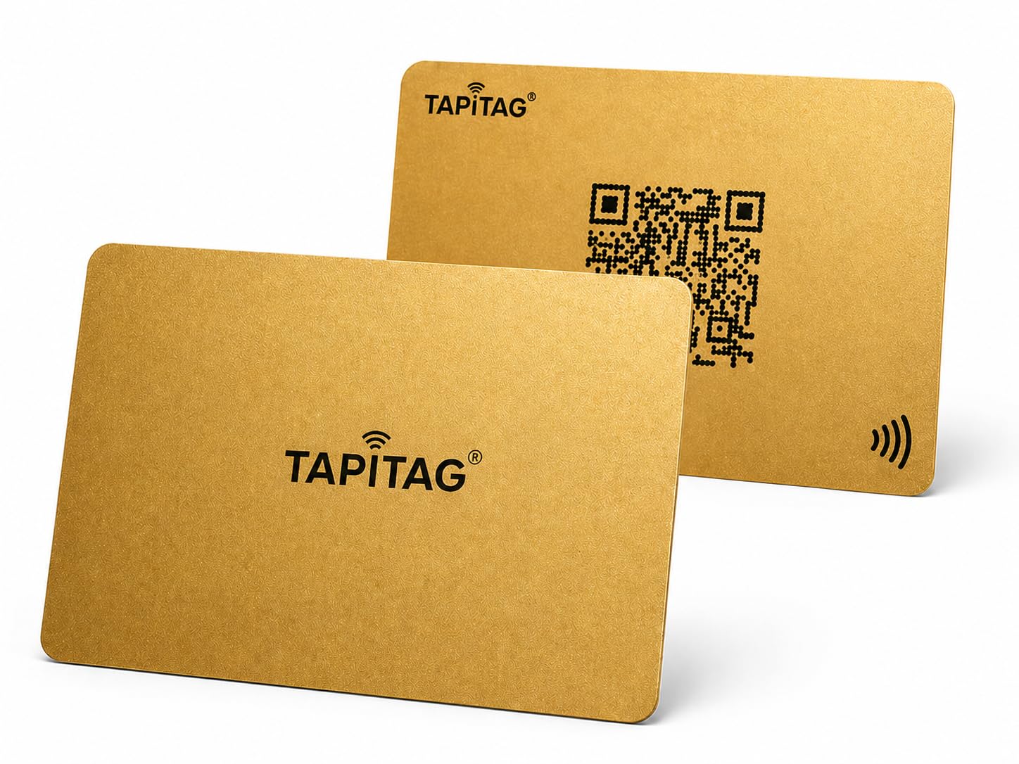 TAPiTAG Tarjeta de Visita Digital de PVC (Dorado con impresión en negro) – Sin Suscripción – Tarjeta Contactless con NFC, Código QR y Perfil Online para Networking y Eventos Profesionales