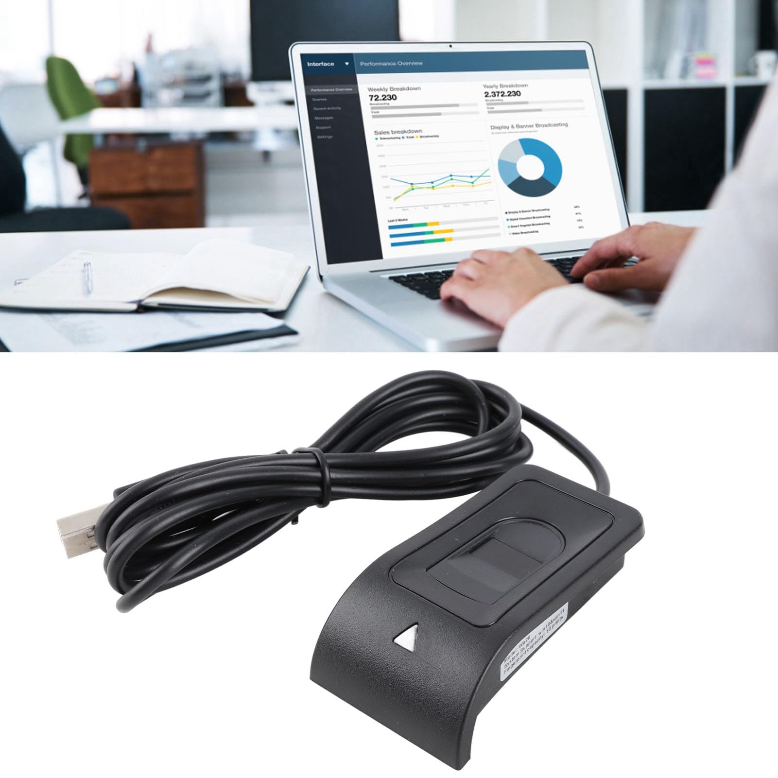 Lecteur de Clés D'empreintes Digitales Reconnaissance Automatique de L'étalonnage Lecteur D'empreintes Digitales USB pour Verrouillage D'empreintes Digitales PC