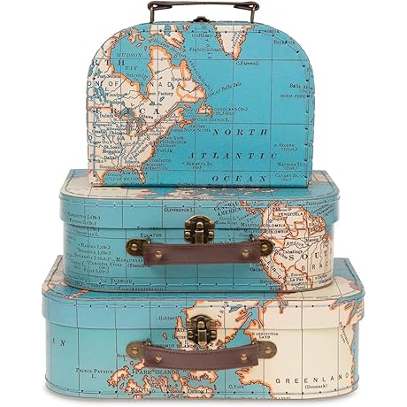 Jewelkeeper Vintage World Map Mini Suitcase Gift Box