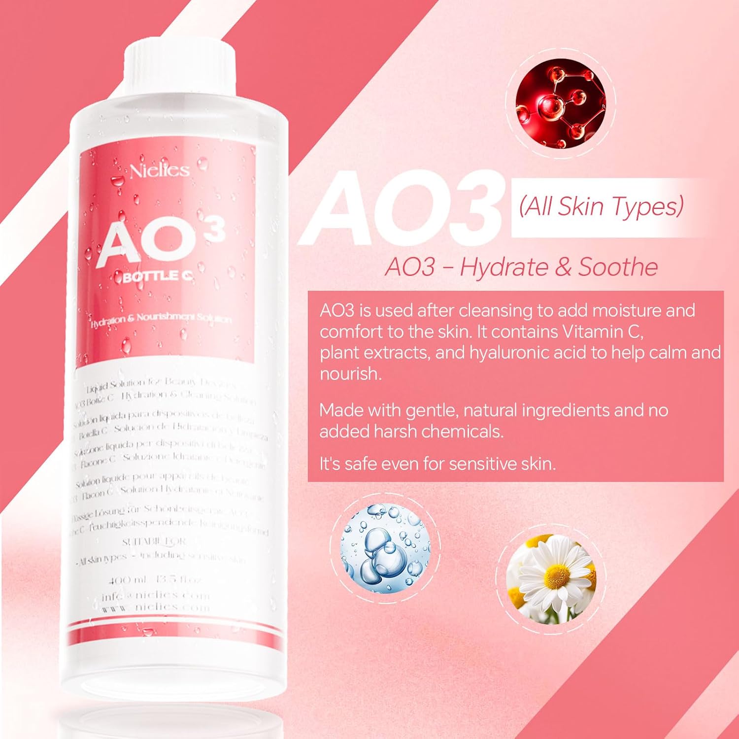 Professional Hydro Peeling Solution for Hydrodermabrasion Machines – Bubble Solution for All Skin Types AO3 – Deep Cleansing, Hydration, and Anti-Aging