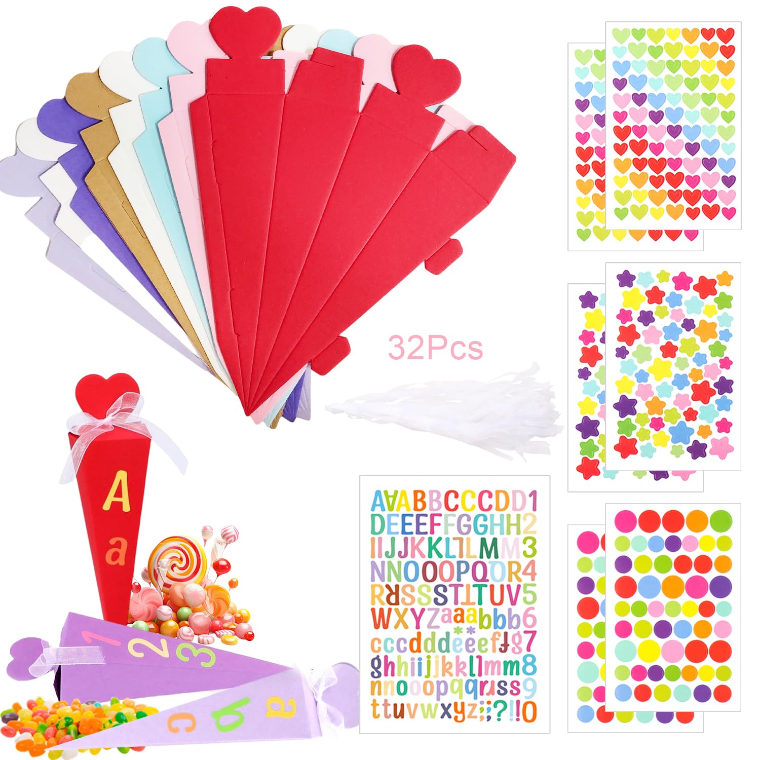 Schultüte Gefüllt 32 Pièces Mädchen Cornet Surprise DIY Sac à Sucre Pliable Premier Jour d'École