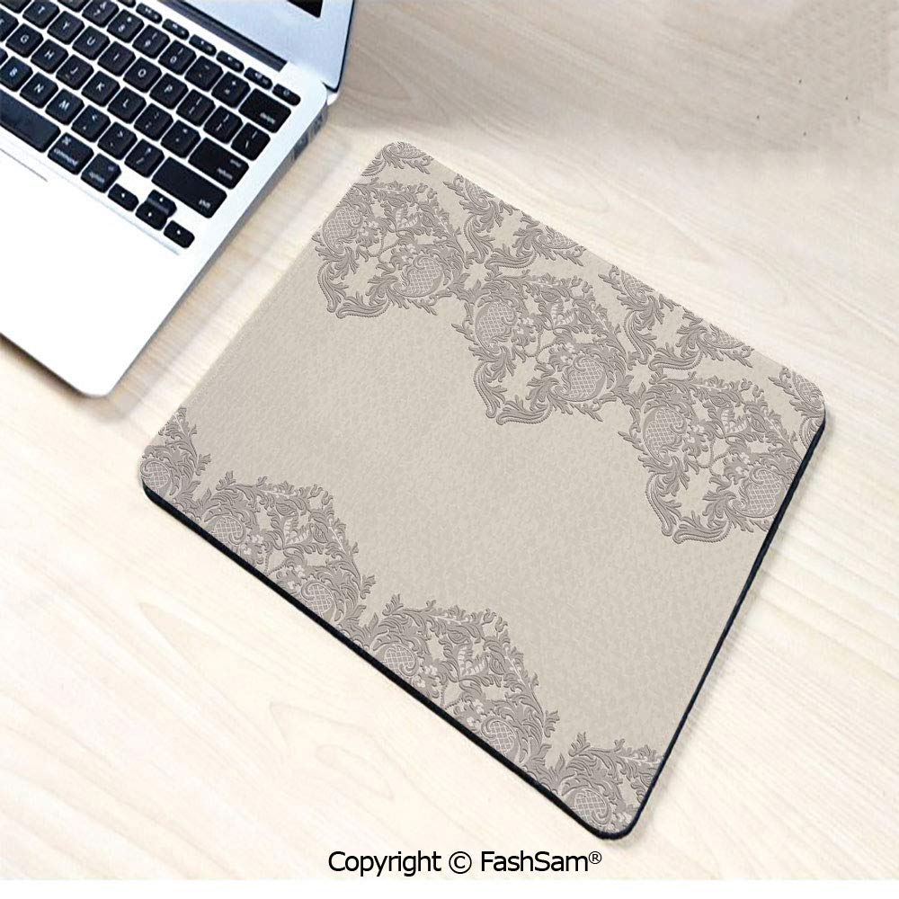 Personalized 3D Mouse Pad Lace Like Framework Borders with Arabesque Details Delicate Intricate Retro Dated Print for Laptop Desktop(W9.85xL11.8)