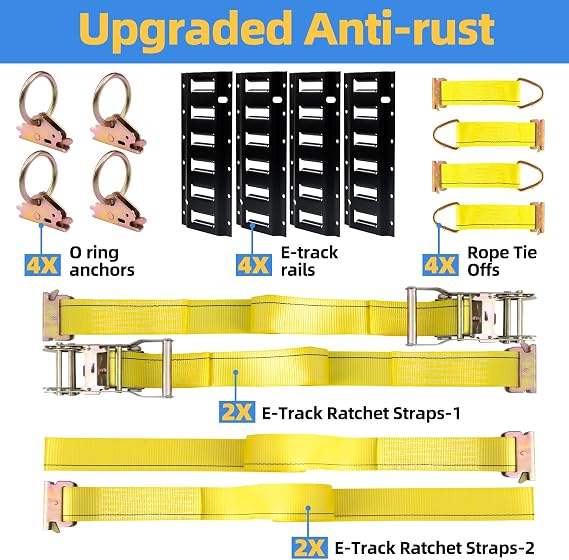 E-Track Tie Down Rail System Kit E Track Accessories for Trailers,Pickups,Vans,Trucks