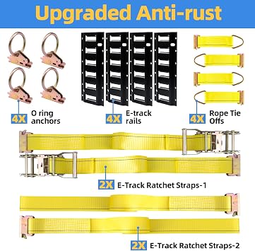 E-Track Tie Down Rail System Kit E Track Accessories for Trailers,Pickups,Vans,Trucks