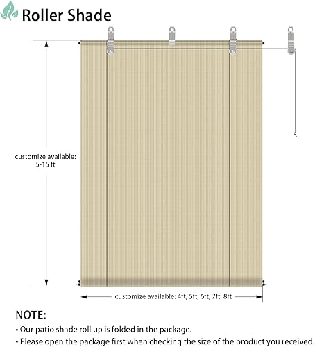 Miniatura 4 de Persianas enrollables para patio y exteriores, para usar al aire libre, en la terraza, porche, balcón o patio trasero, 4 pies de ancho x 6 pies de