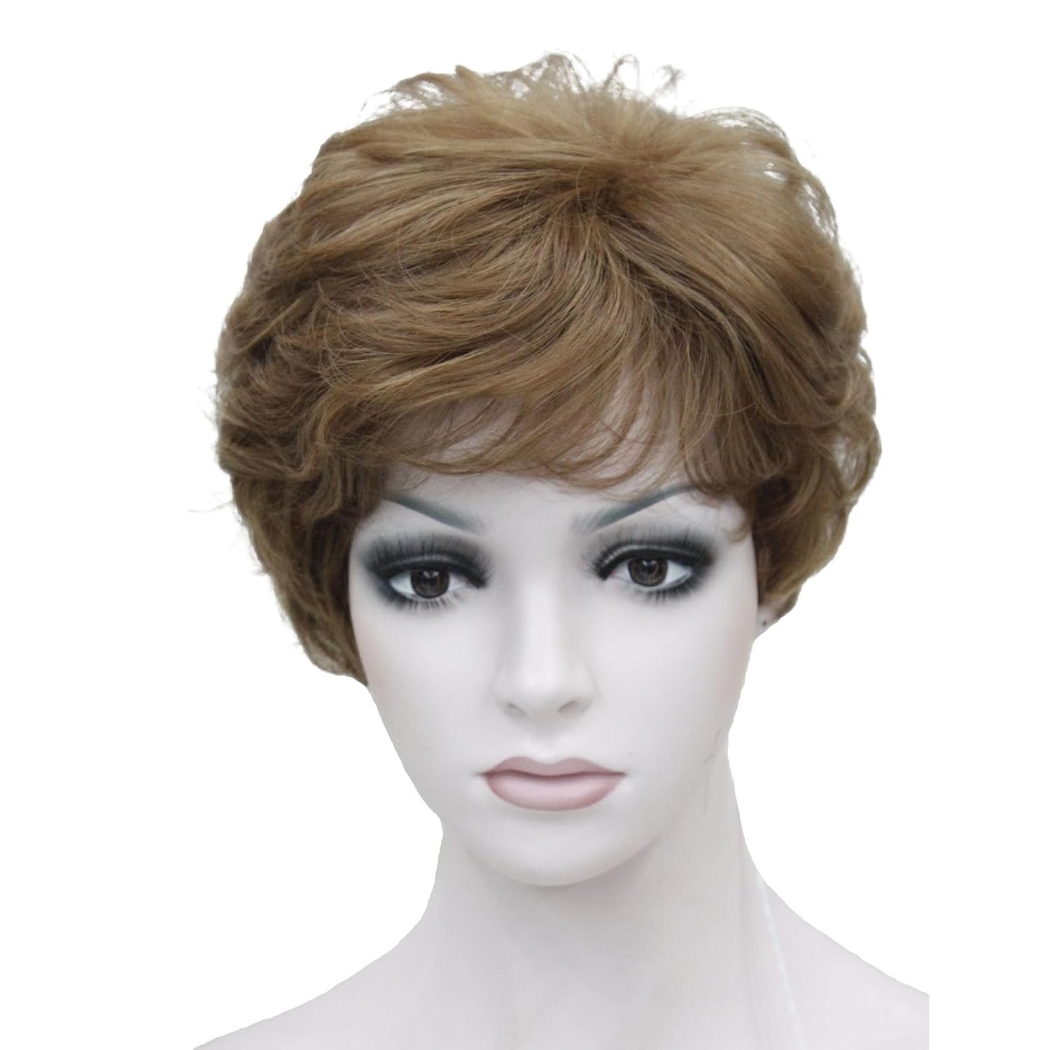 Wiginway Short Straight Synthetic Wigs Wave Shaggy Hairstyle Layered Hair with Bangs for Lady Women