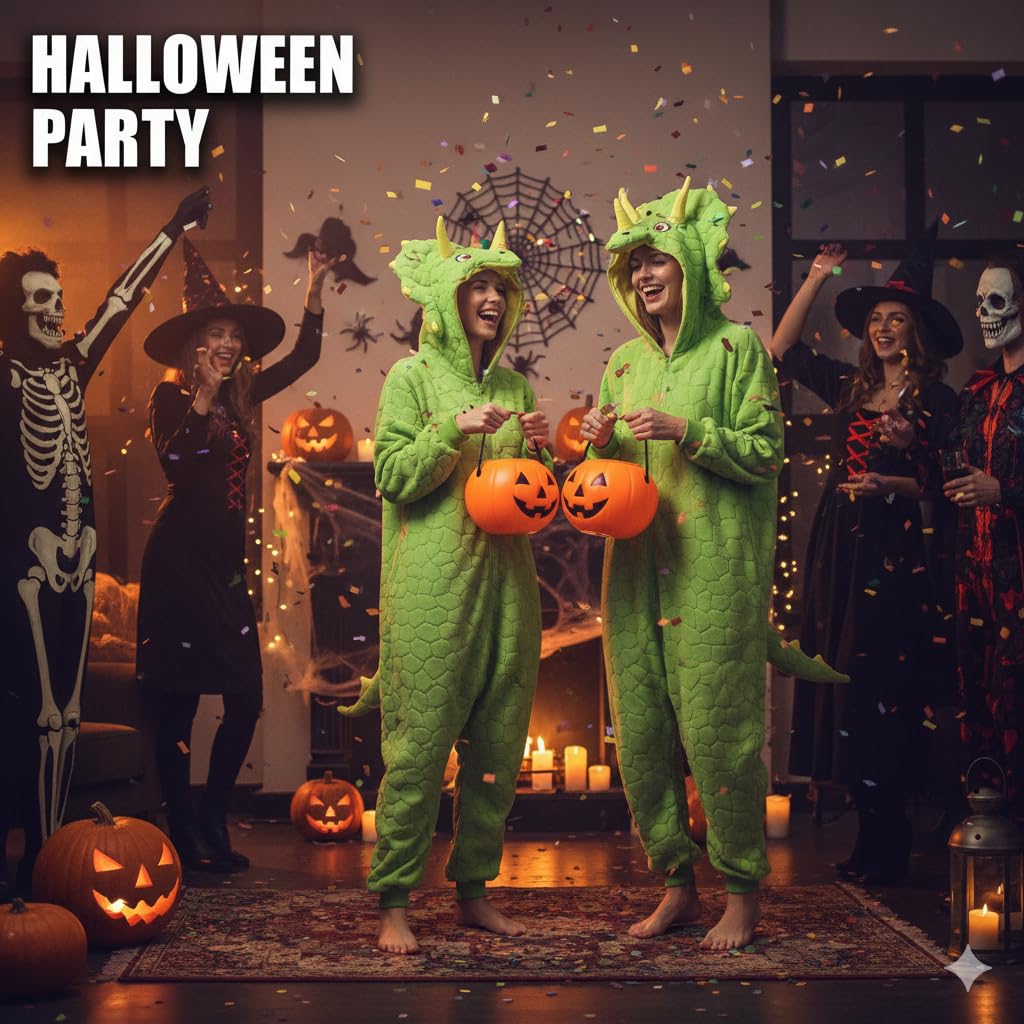 Costume da dinosauro triceratopo pigiama intero per adulti Dino un pezzo animale Halloween Cosplay Homewear