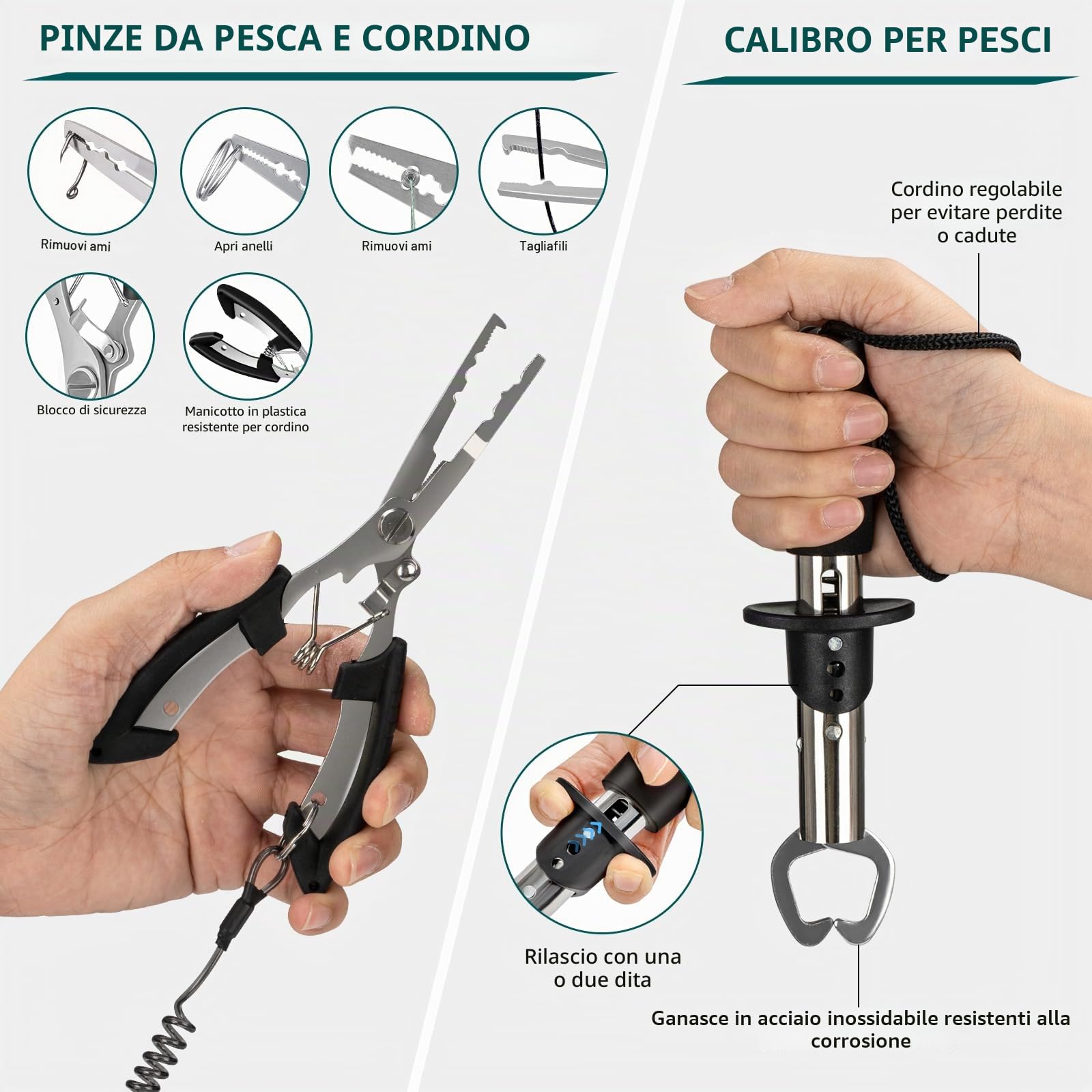 THKFISH Kit di attrezzi da pesca con borsa, pinze, esche, bilancia digitale, 85 pezzi