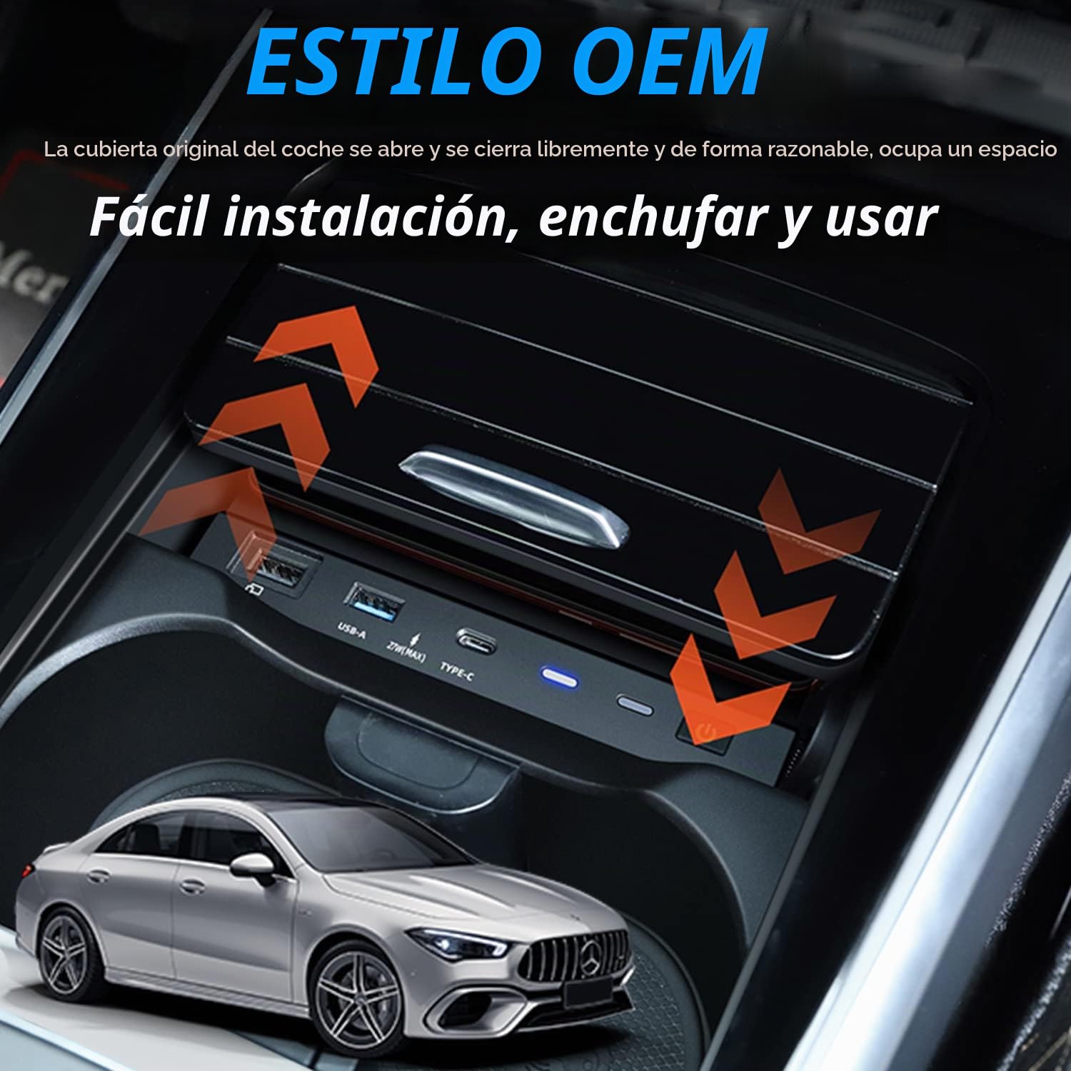 Cargador Inalámbrico Coche para Mercedes-Benz A-Class GLA B-Class GLB CLA AMG 2020-2022, 15W Qi Carga Rápida Auto Teléfono Cargador para Mercedes-Benz W177 H247 C118 W247 X247 Accesorio