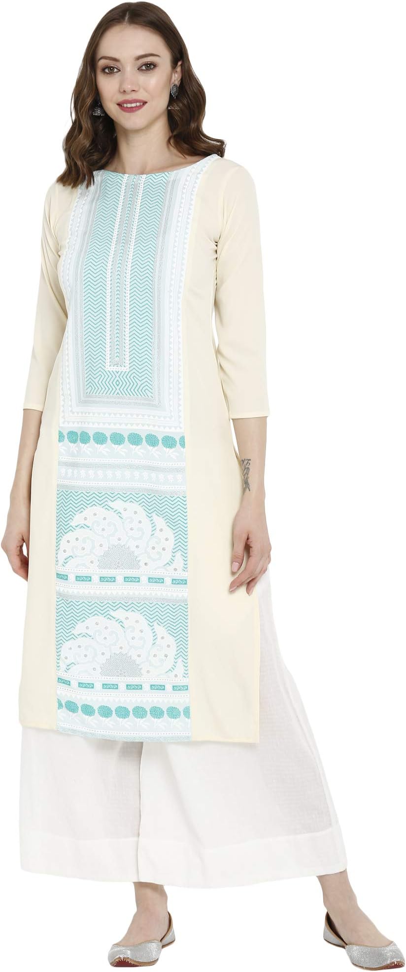 AhalyaaWomen's Crepe Glitter Print Kurti (ALKUCRPGGL-20020)