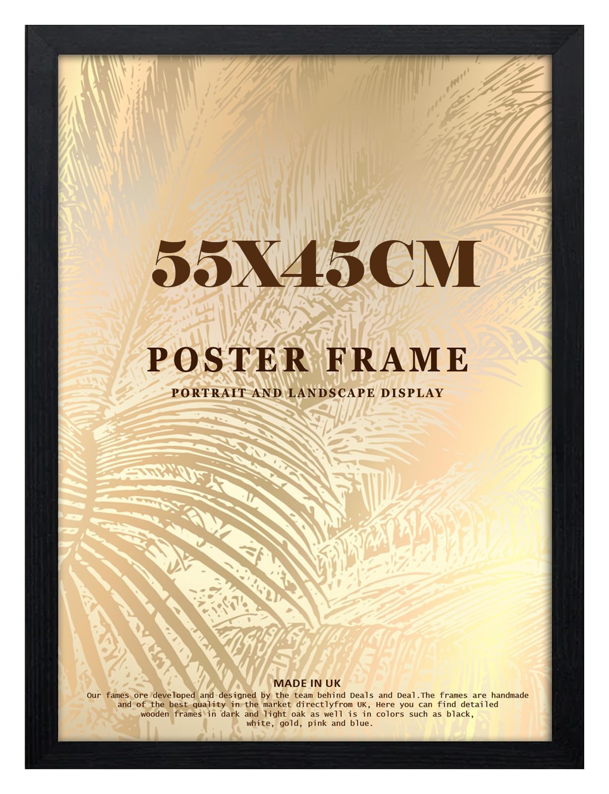DEALS ON DEAL Minimalist Slim Profile Black Poster Frame 55x45cm MDF Picture Frame for Jigsaw Puzzles Shatter-Proof Front Portrait/Landscape Ideal for Home & Office Décor