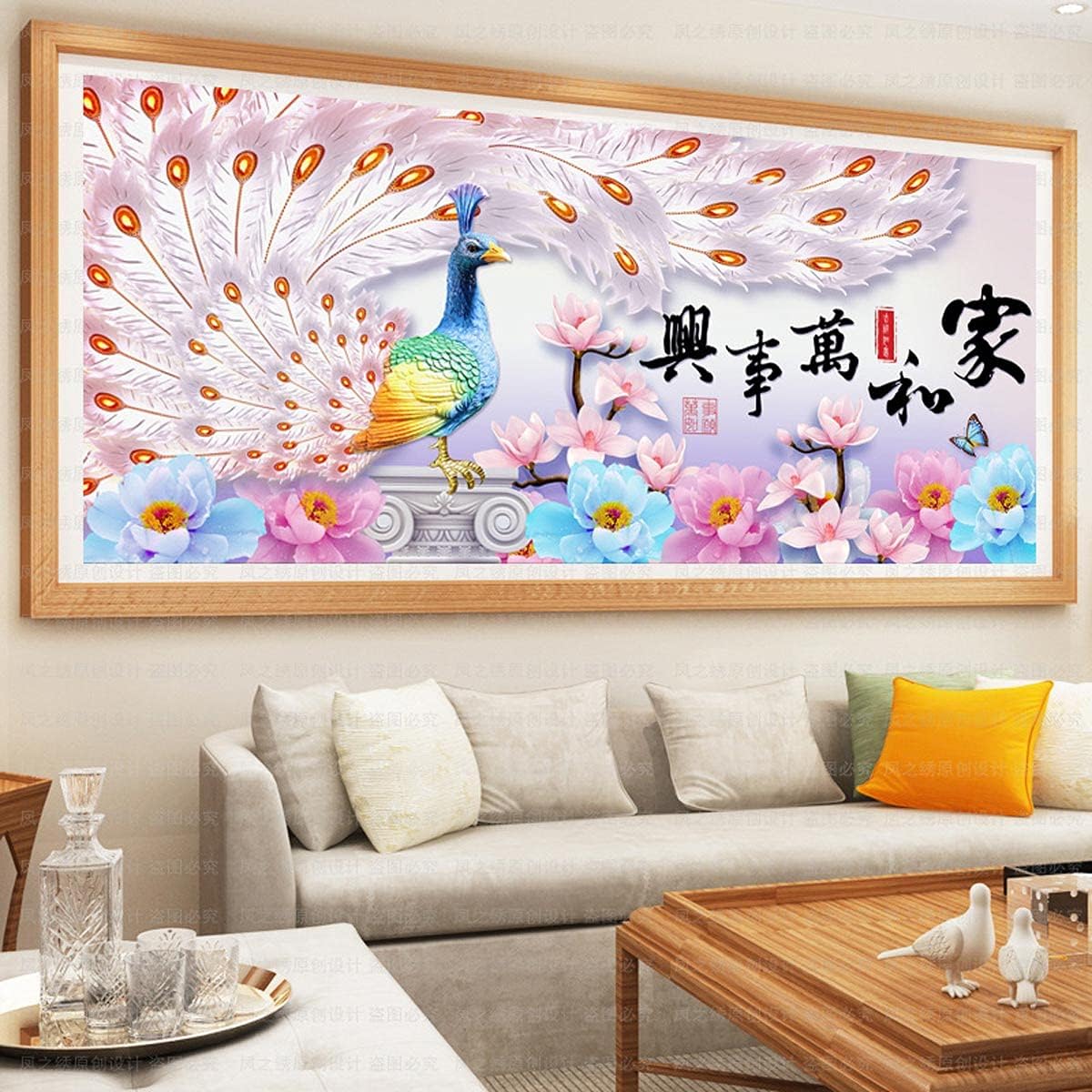 Instarry DIY 5D Diamond Painting Kit Large Size Full Drill Peacock Mosaic Cross Stitch Embroidery Home Decoration Art Craft 39.4x15.7 inch
