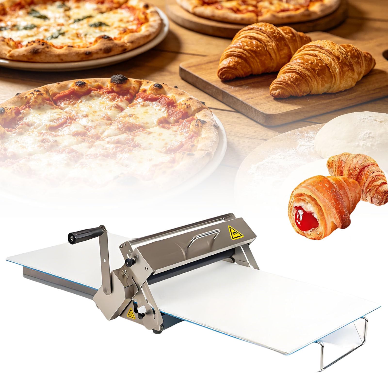 Ymnogjie Manual Dough Sheeter Machine,Professional Bakery Equipment,Stainless Steel Folding Dough Press Sheeter,for Croissant Pastry,Danish Pastry Bakery Roller Puff Pastry Pizza Rolling 300