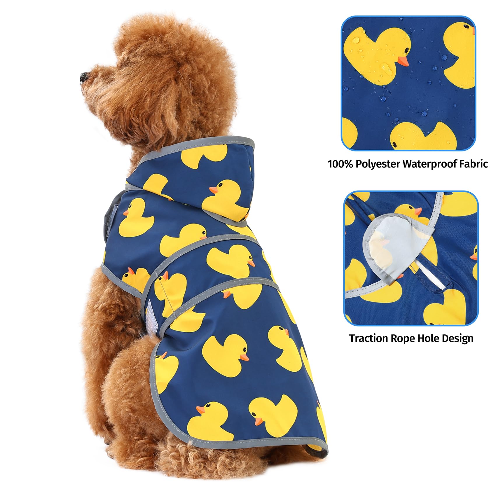 Impermeable Impermeable para Perro con Capucha y Agujero para Correa, para Perros y Cachorros pequeños, medianos y Grandes