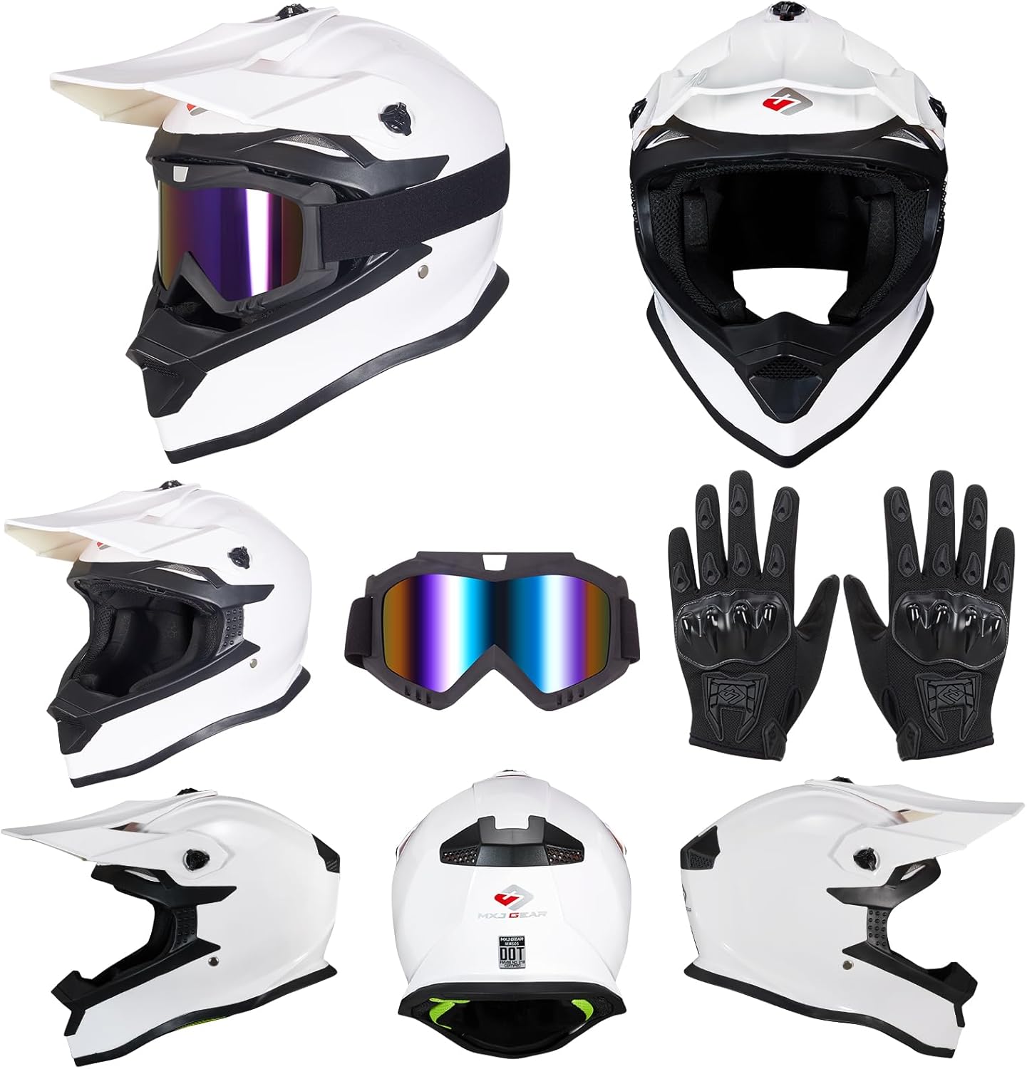 Youth Dirt Bike Helmets,MM605 Kids Full Face Motorcycle Helmet for Off-Road ATV UTV BMX Street Riding,Kids Motocross Helmet with Goggles Gloves,DOT Approved