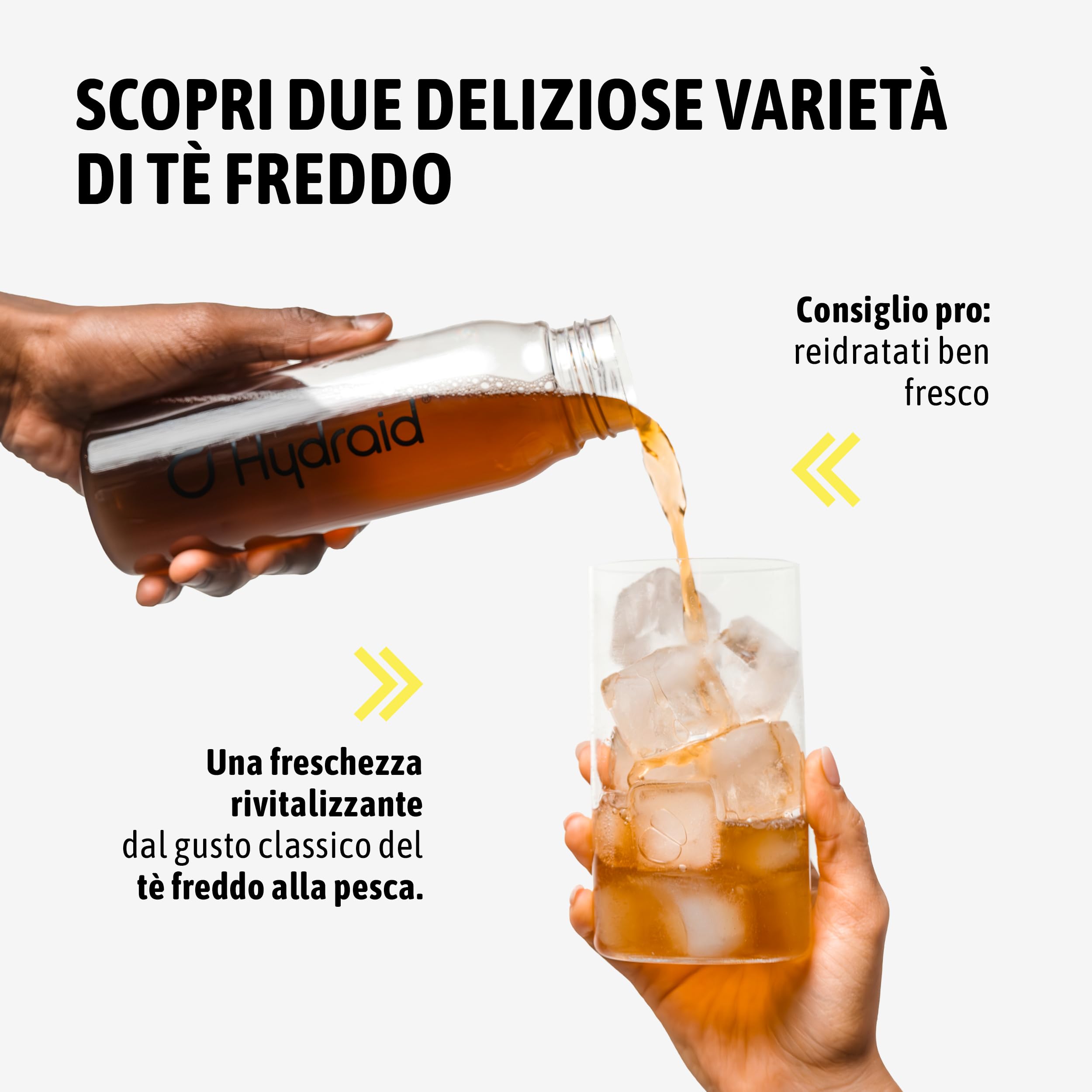 Hydraid Hydration Helper® PLUS ENERGY Tè freddo alla pesca – Polvere di elettroliti con caffeina – Più energia & più concentrazione – 20 bustine con estratto di tè verde e teanina