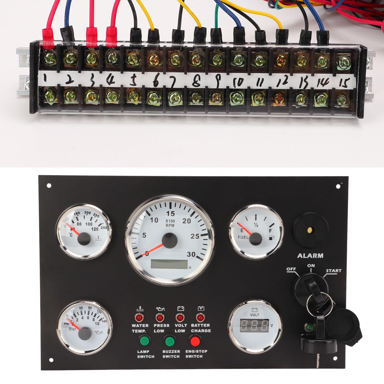 Panel de Instrumentos del Barco, Panel de Instrumentos del Tablero del Motor Valor de Voltaje Nivel de Aceite Volumen de Aceite Restante de Alta Precisión para el Generador(12V)