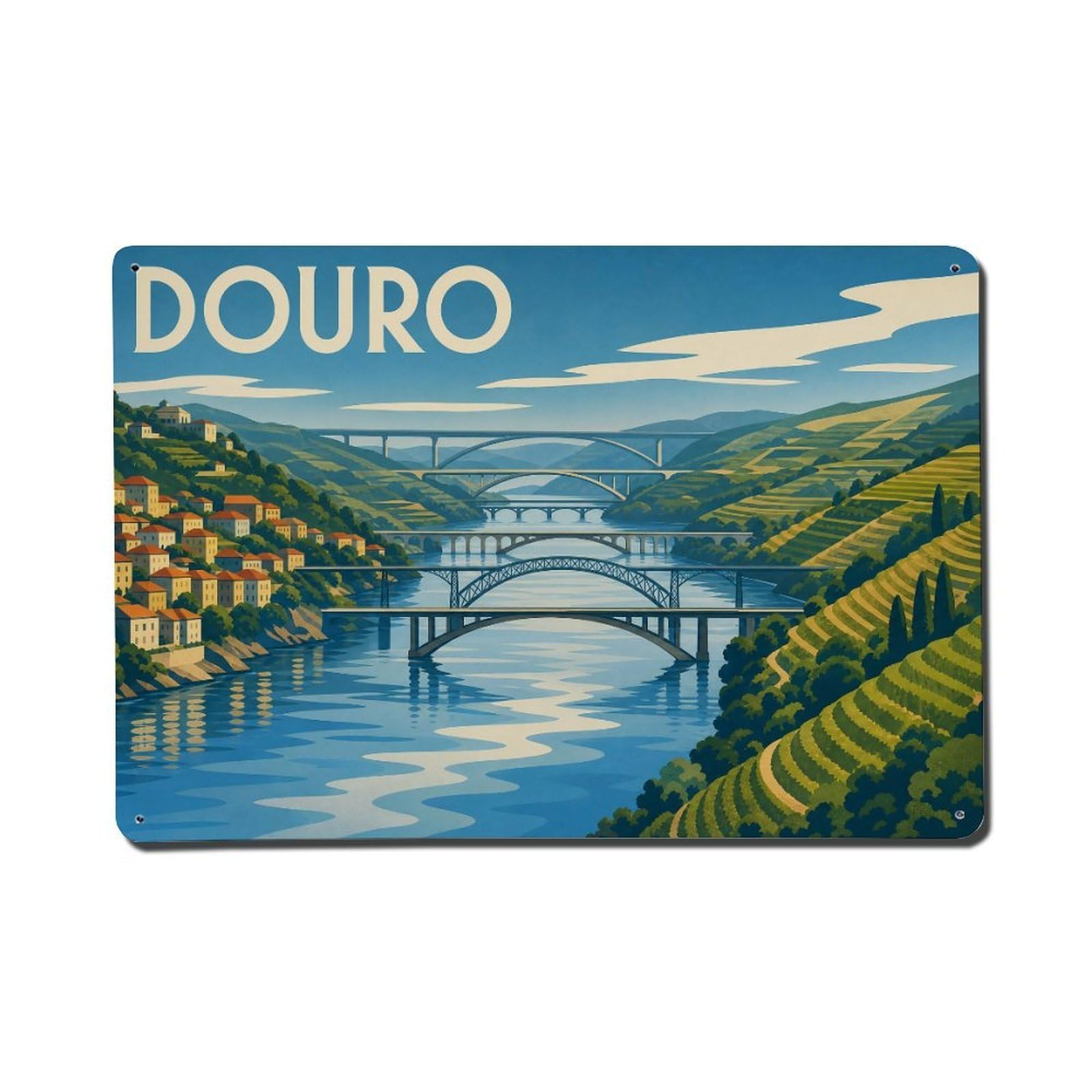 Huiyhb 8X12inch(20X30cm) Vintage Travel Douro River Scenic Waterway Portugal Metal Tin Sign