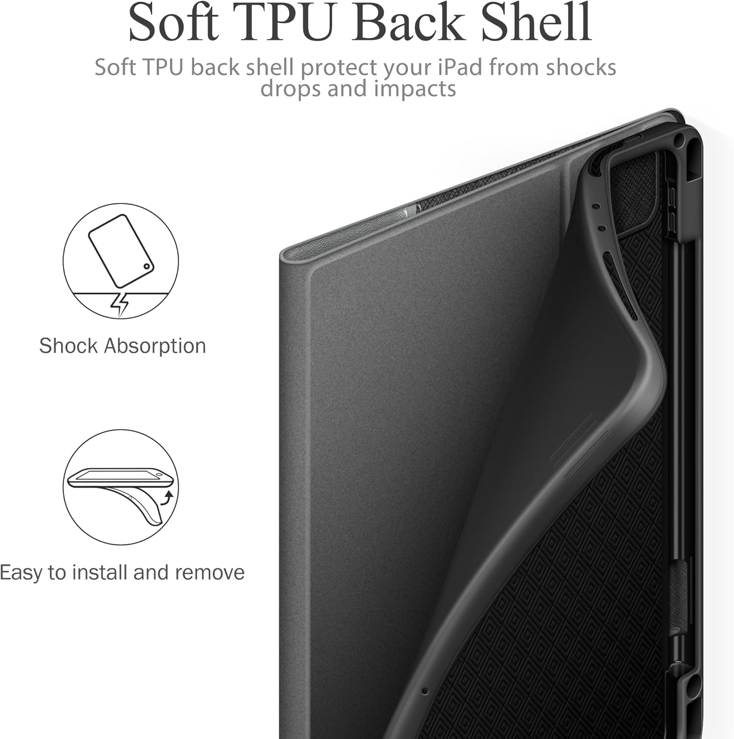 KingBlanc Case for iPad Pro 11 inch 4th/3rd/2nd/1st Generation (2022/2021/2020/2018) with Pencil Holder, PU Leather Protective Stand Folio, Auto Sleep/Wake, Multi-Angles for Viewing/Typing, Black - Image 7